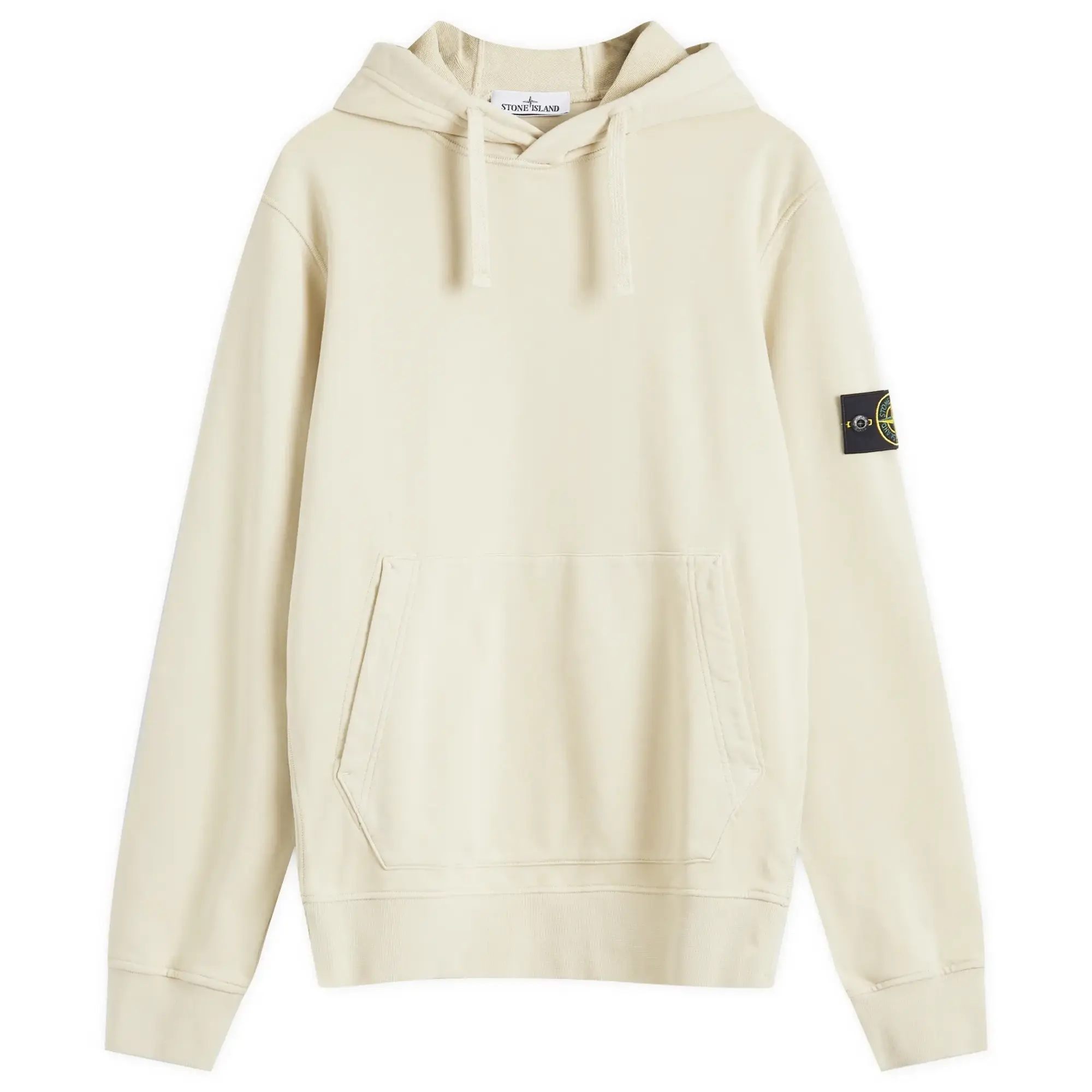 Stone Island Men's Cotton Fleece Garment Dyed Hoodie Plaster