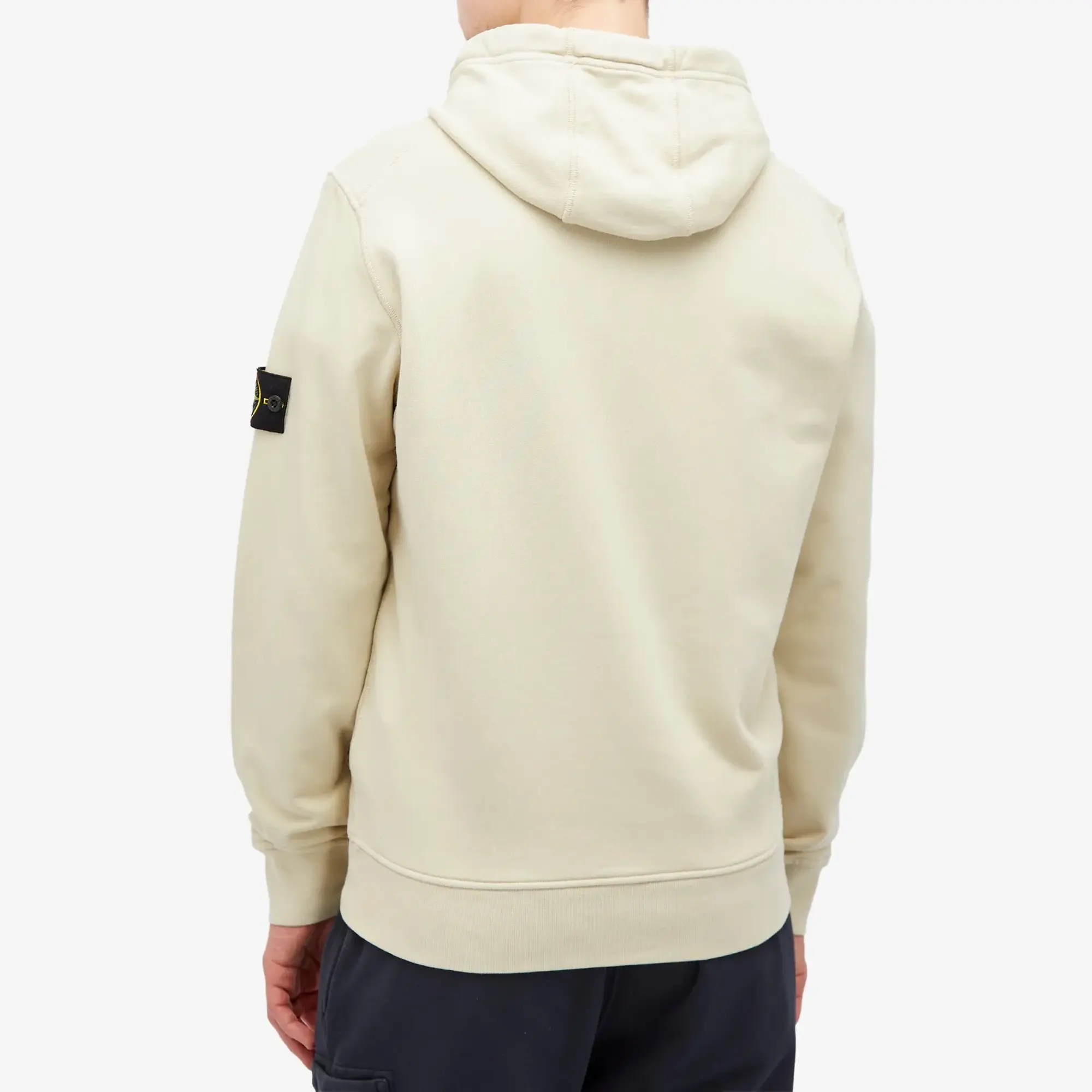 Stone Island Men's Cotton Fleece Garment Dyed Hoodie Plaster