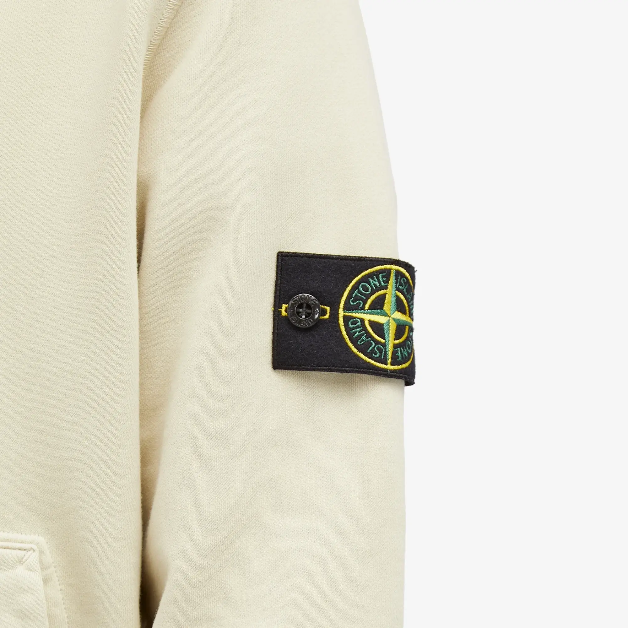 Stone Island Men's Cotton Fleece Garment Dyed Hoodie Plaster