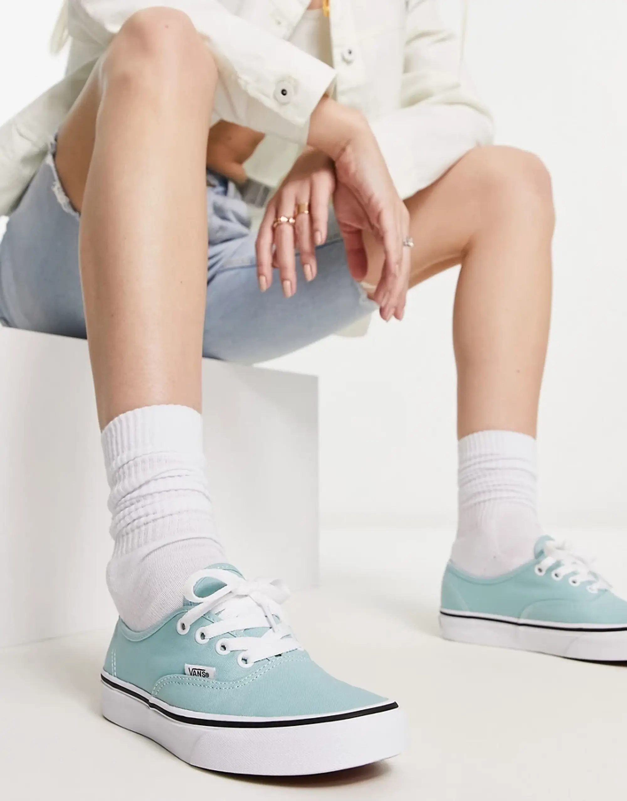 Light blue vans authentic best sale