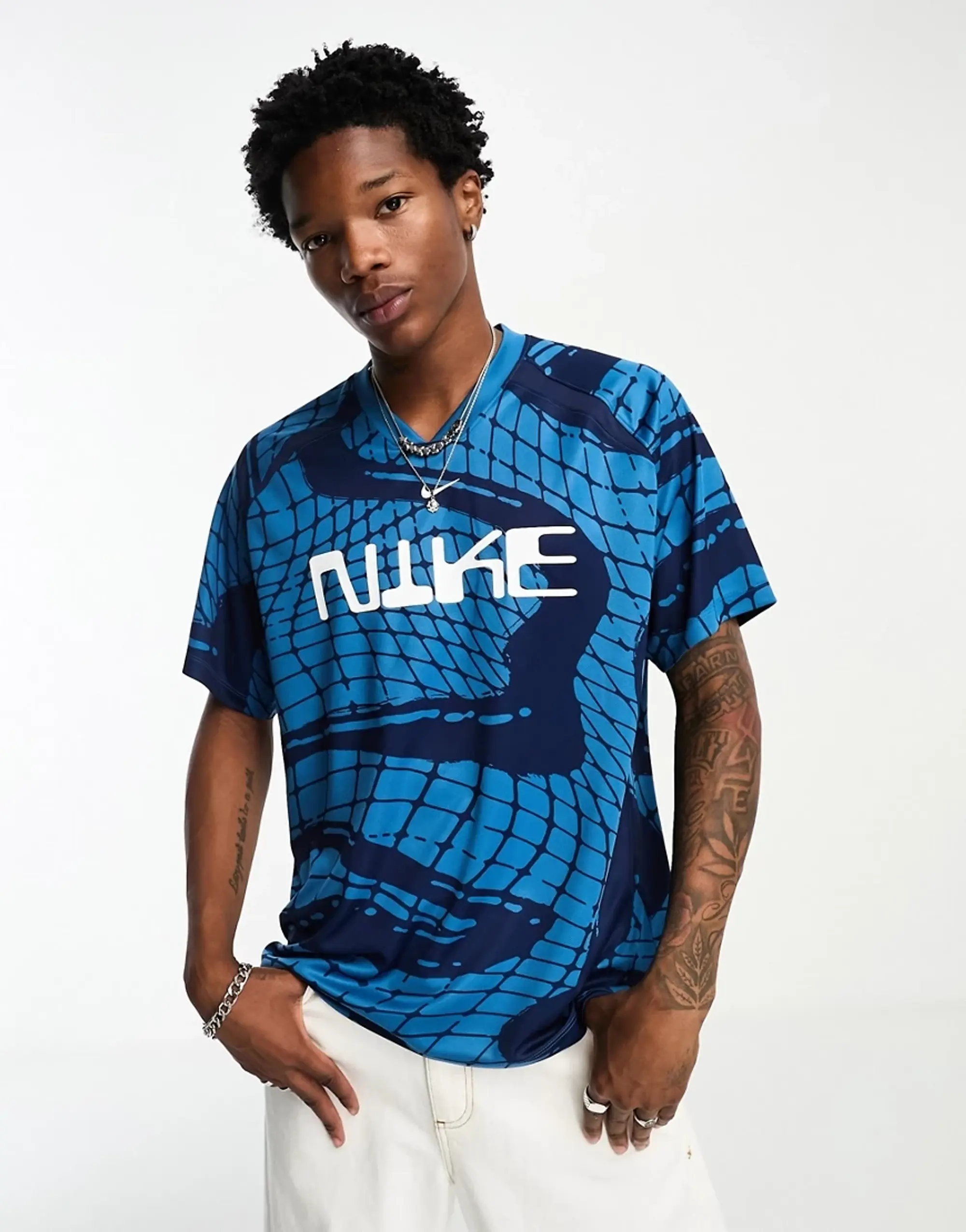 Nike Football Fc Dri-Fit Aop Jersey In Blue