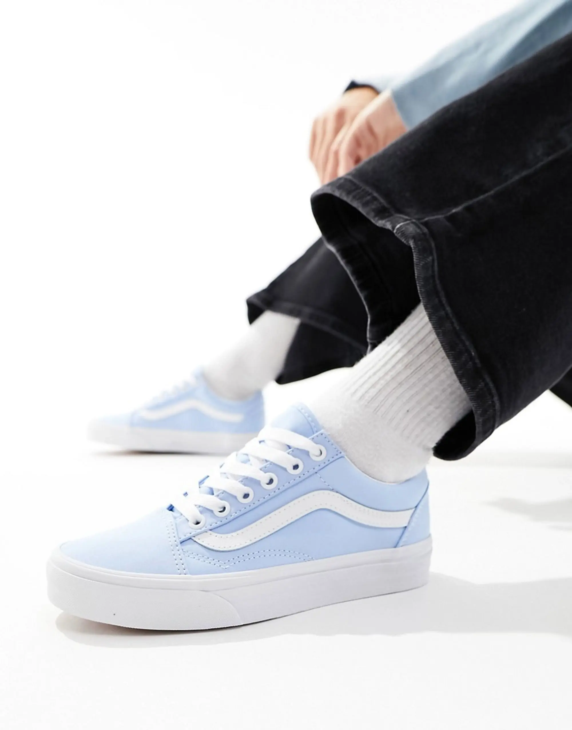 Vans old skool trainers in pale blue VN0007NTBLU1 FOOTY.COM