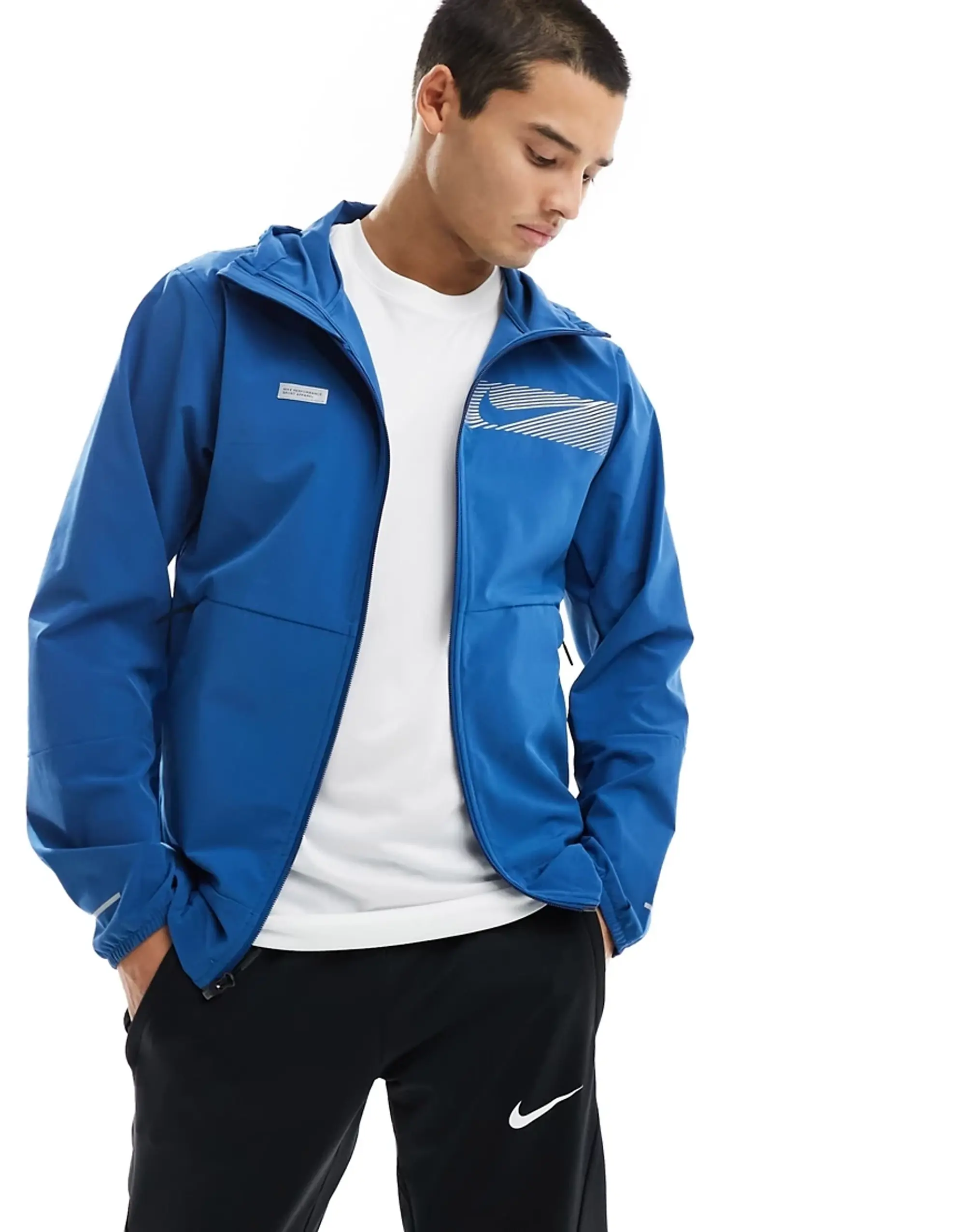 Nike Running Flash Reflective Jacket In Blue FB8558 476 FOOTY.COM