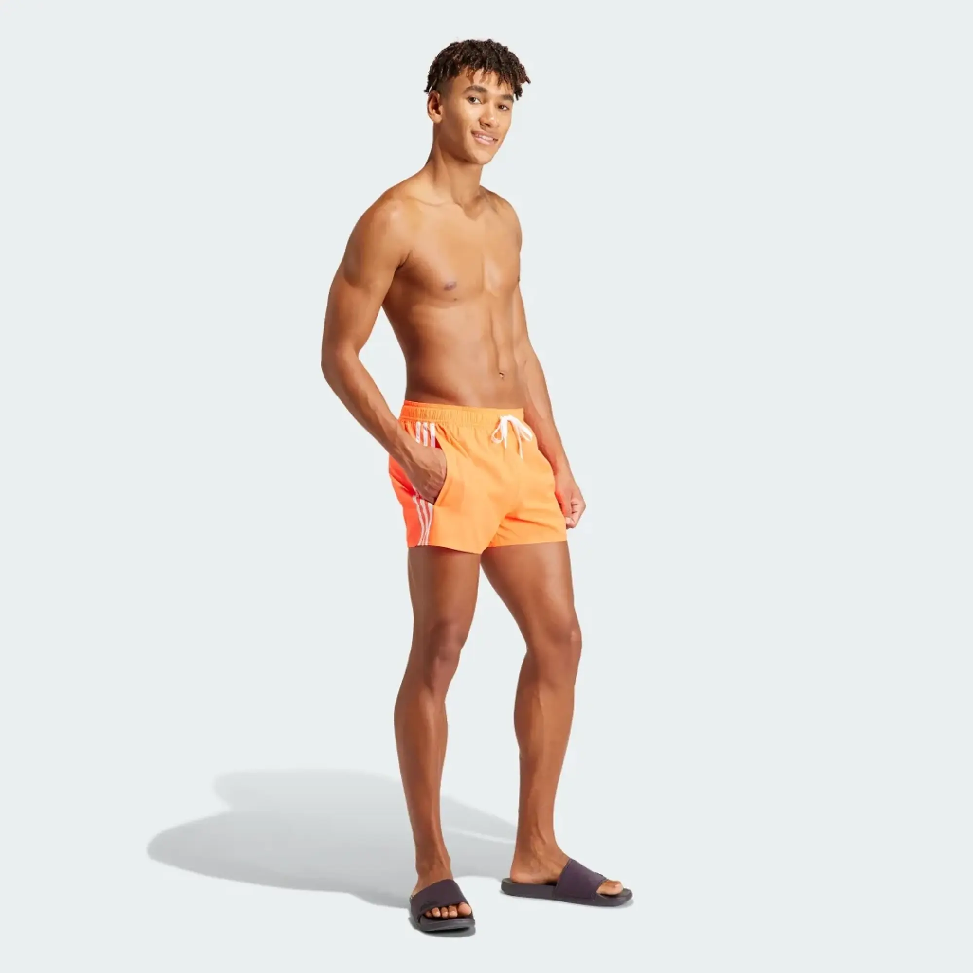 adidas 3-stripes CLX Very-short-length swim shorts in red