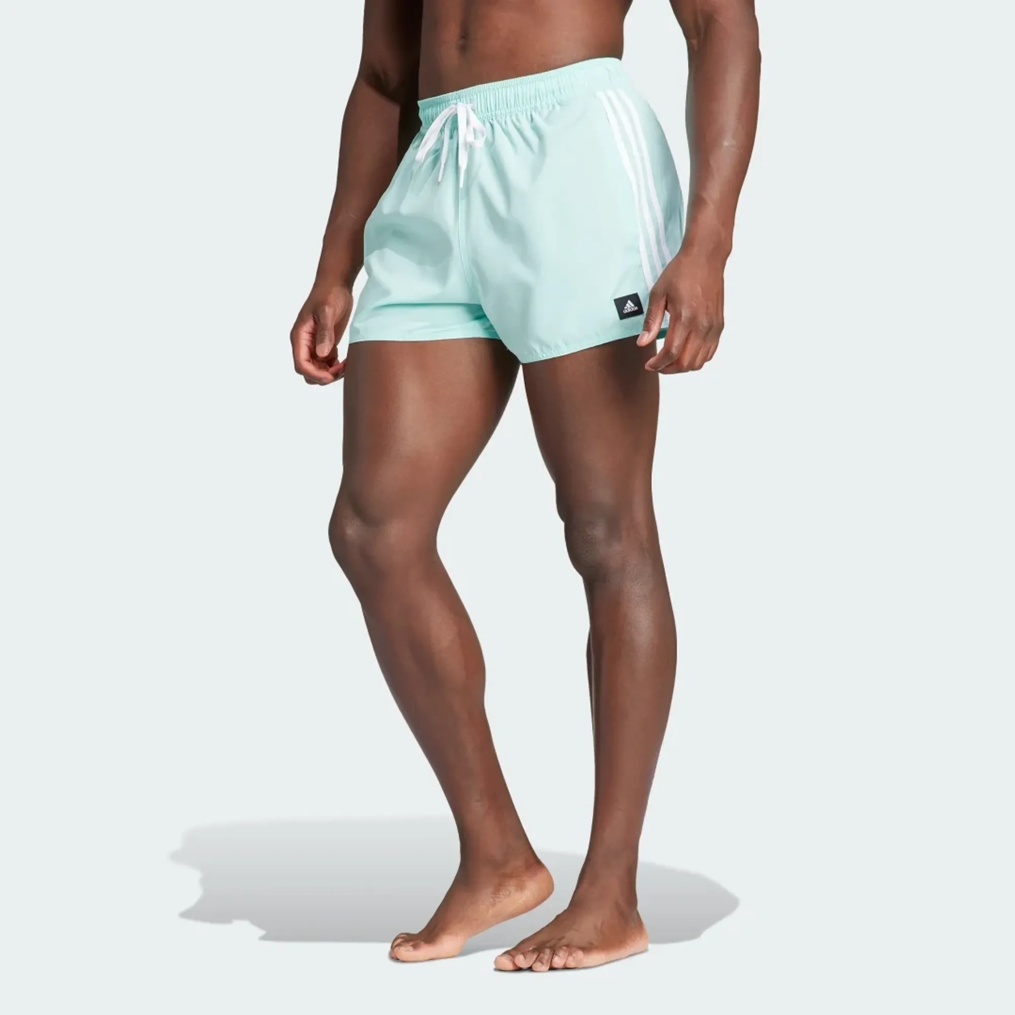 adidas 3-stripes CLX Very-short-length swim shorts in turquoise-Blue