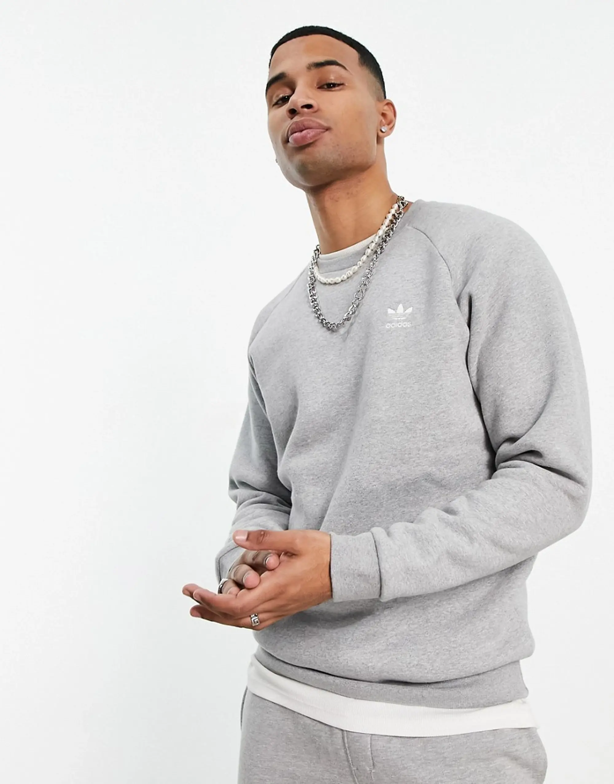 Adidas Originals Essentials Sweatshirt In Grey-White