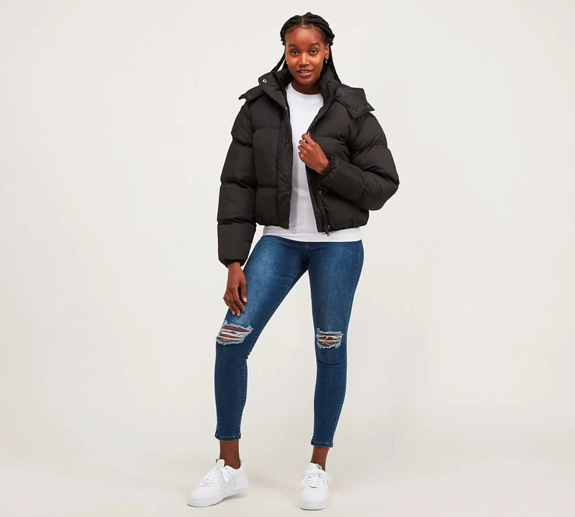 Oversized cropped puffer jacket online