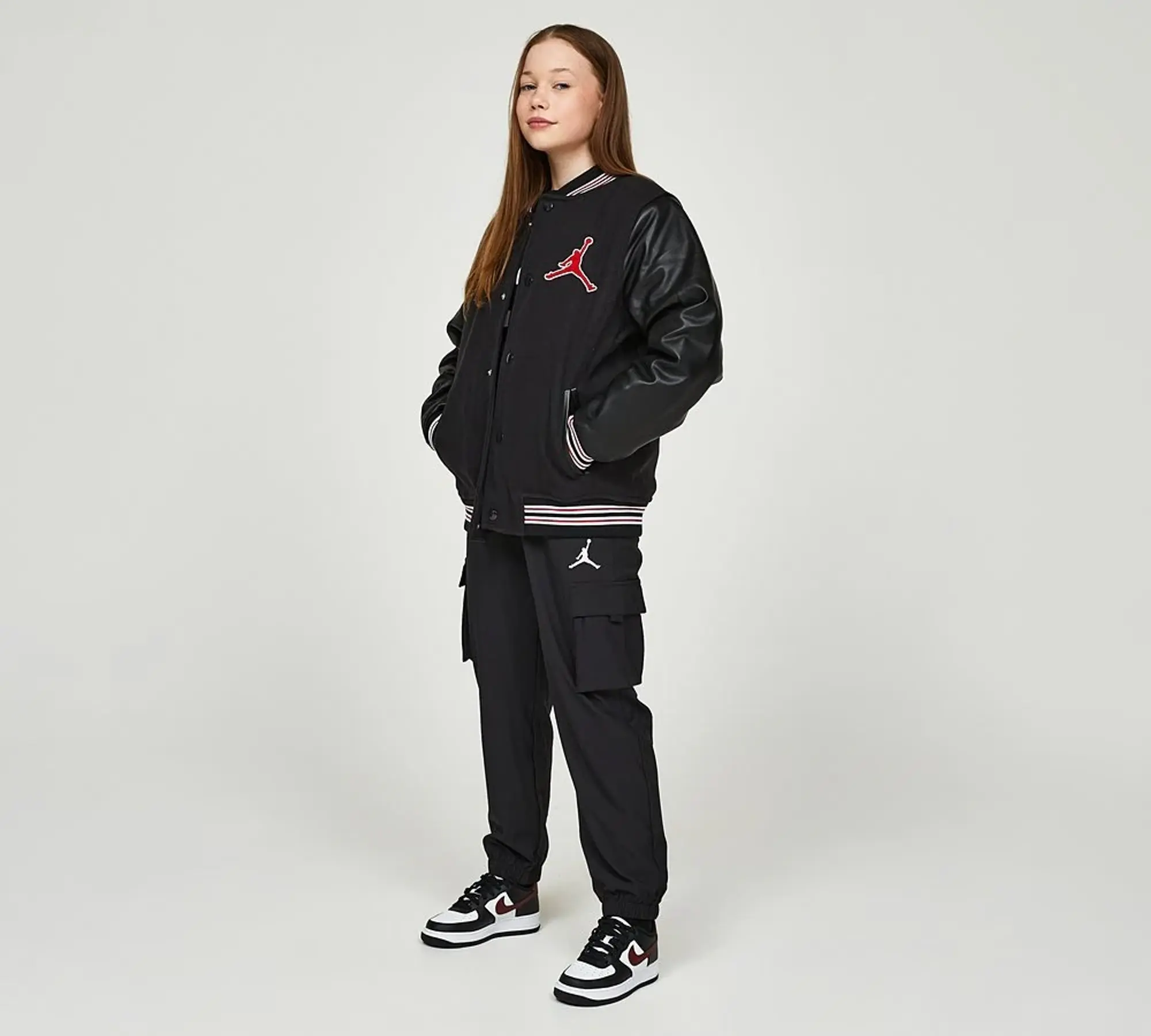 Nike Jordan Jordan Girls Flight Varsity Jacket - Black - Size 10-11Y - Black