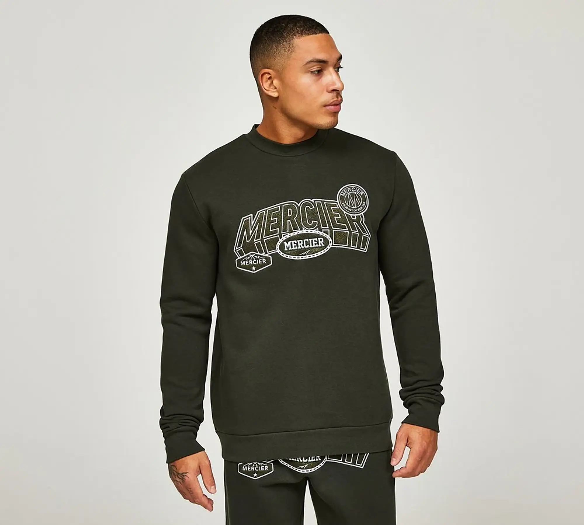 Mercier Court 2.0 Badge Crew Sweatshirt - Green - Size XS - Green