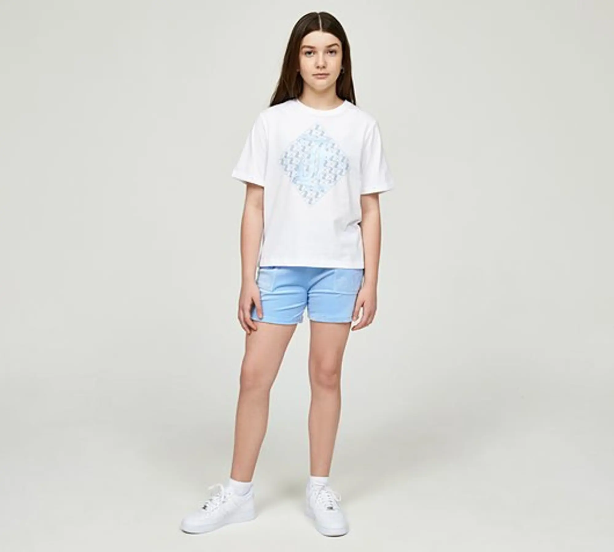 Juicy Couture Girls Diamond T-Shirt and Velour Short Set - White - Size XL/G - White