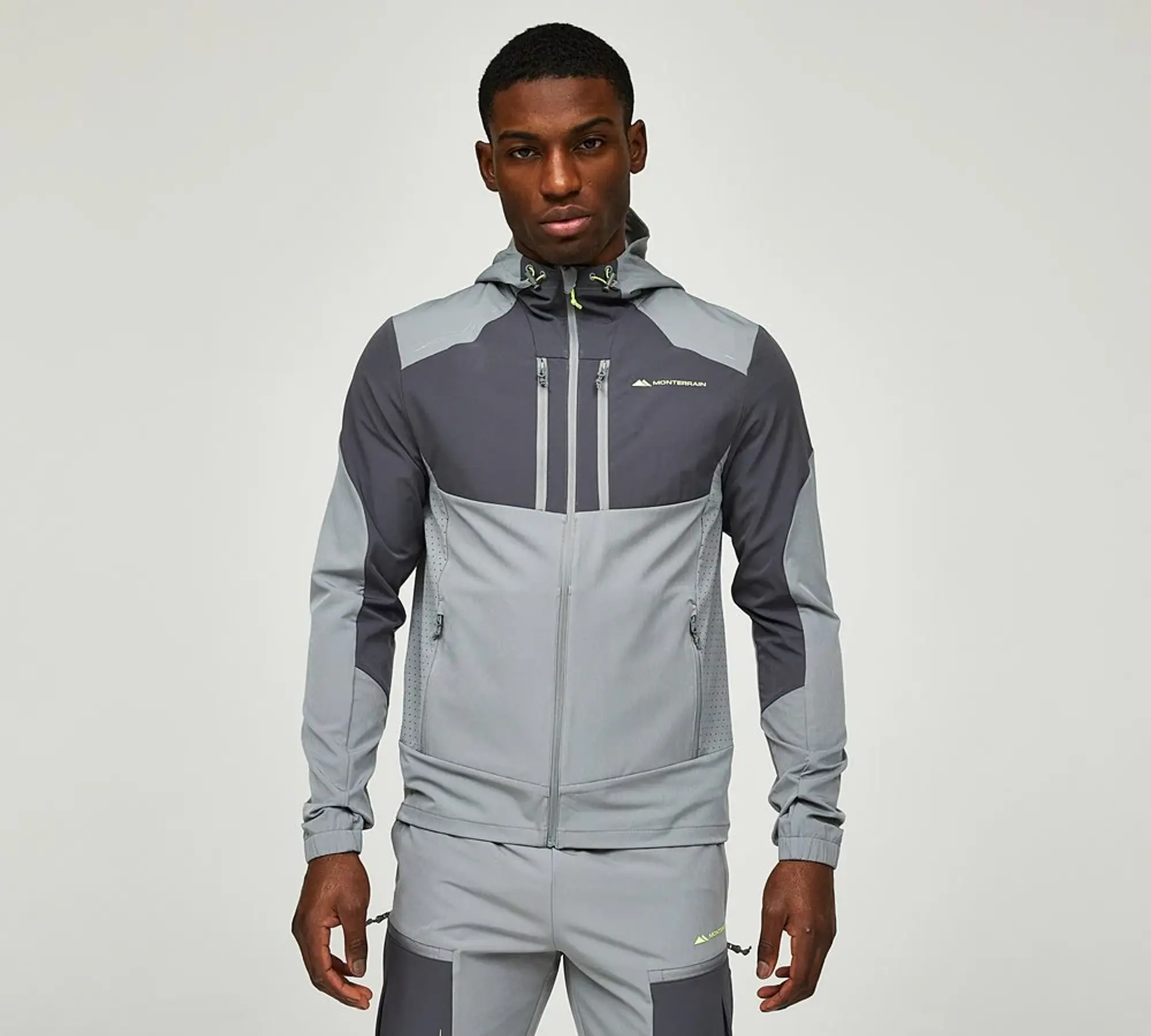 Monterrain Orbit Woven Running Hoodie - Grey - Size L - Grey