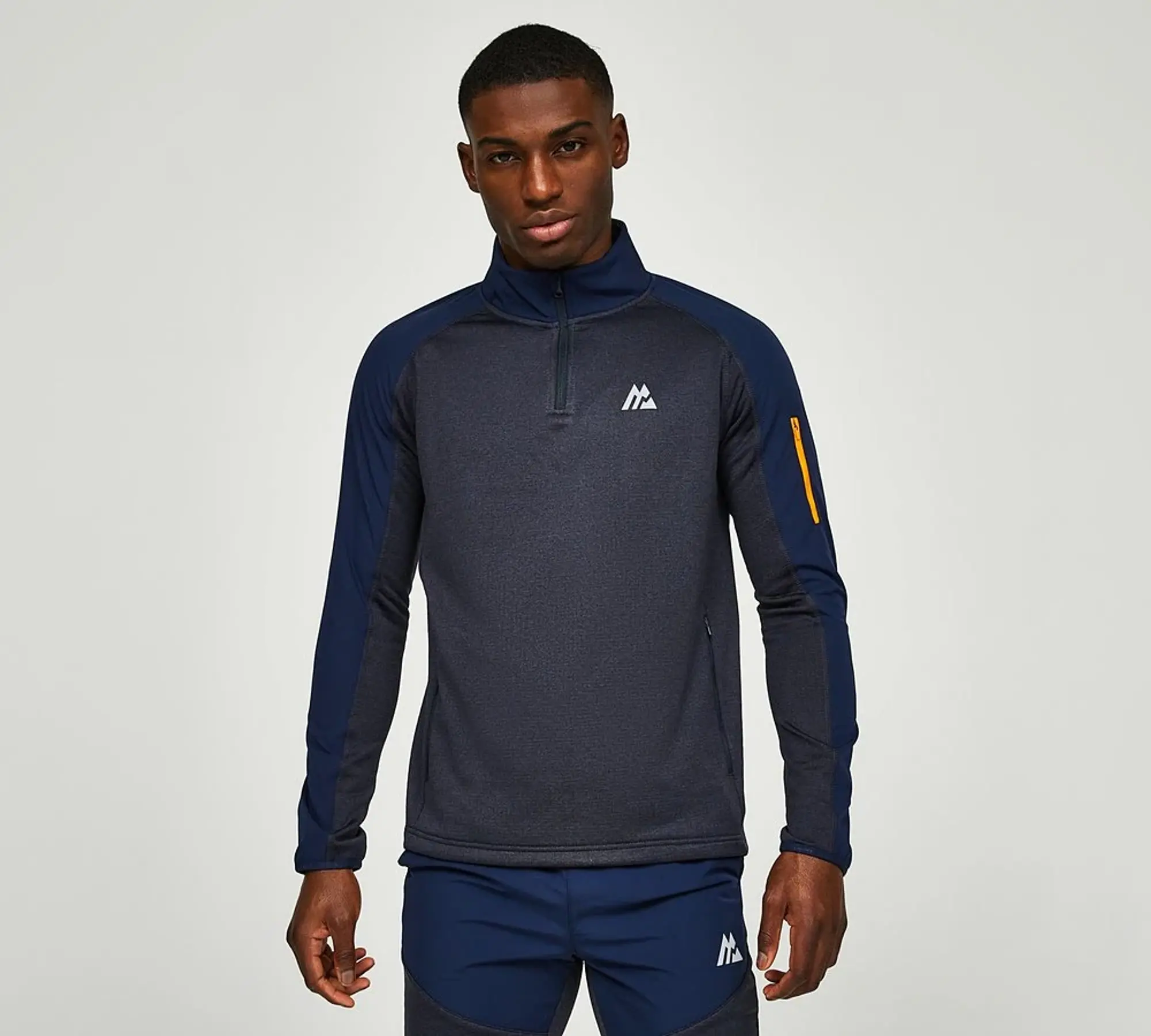 Montirex Summit Quarter Zip T-Shirt - NAVY MARL/MIDNIGHT BLUE
