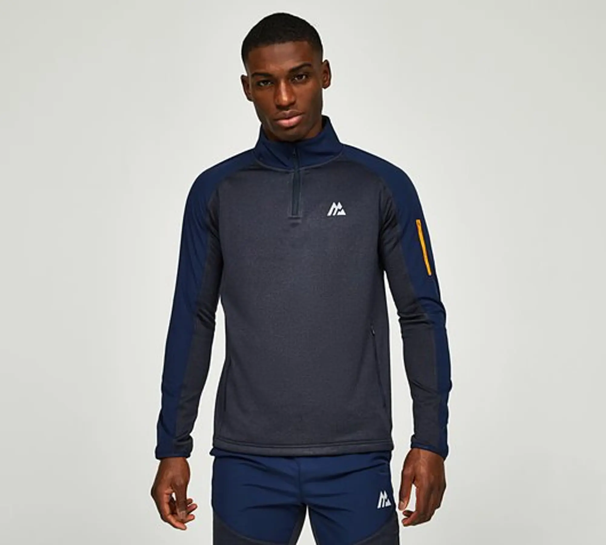 Montirex Summit Quarter Zip T-Shirt - NAVY MARL/MIDNIGHT BLUE