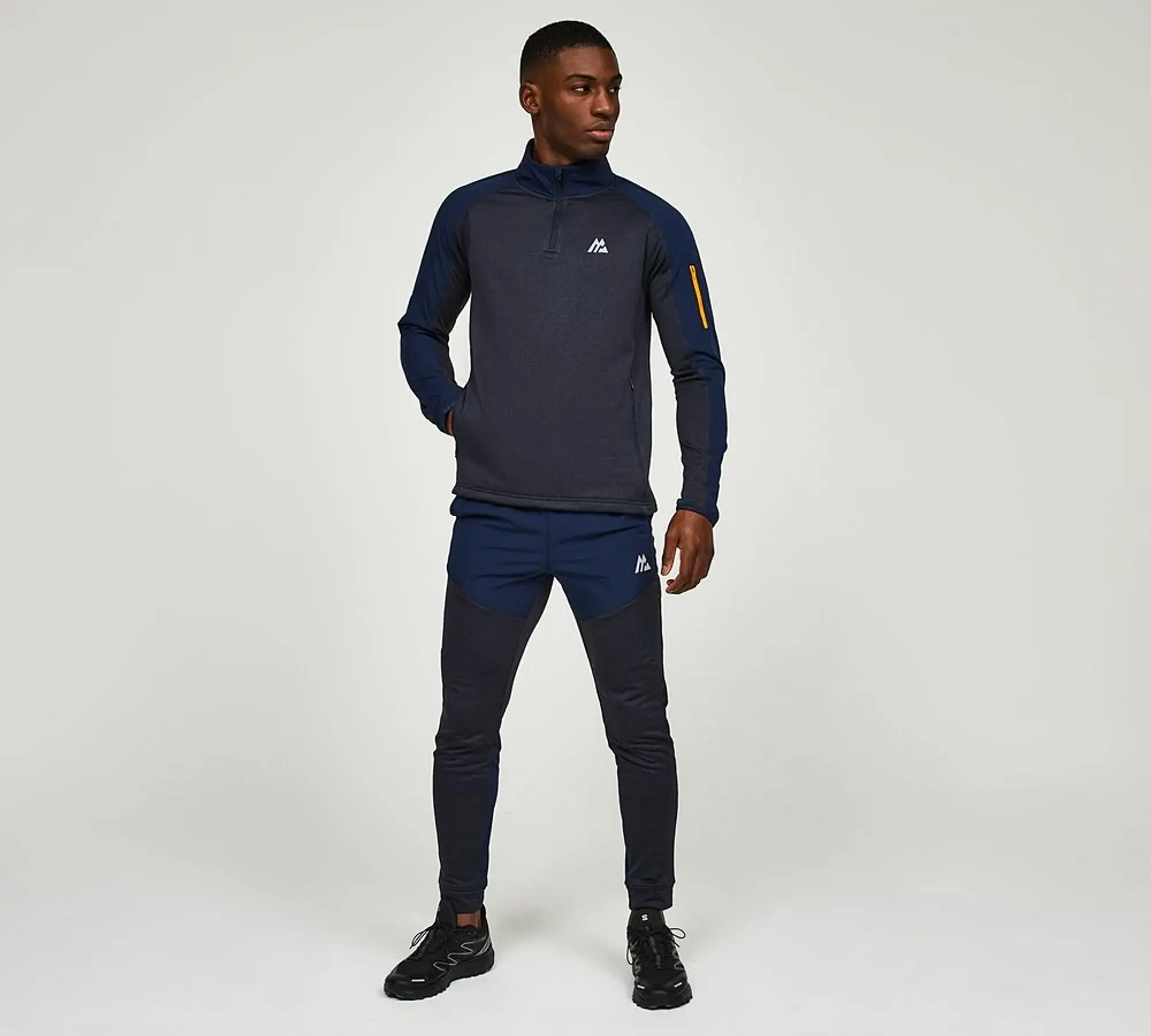 Montirex Summit Quarter Zip T-Shirt - NAVY MARL/MIDNIGHT BLUE