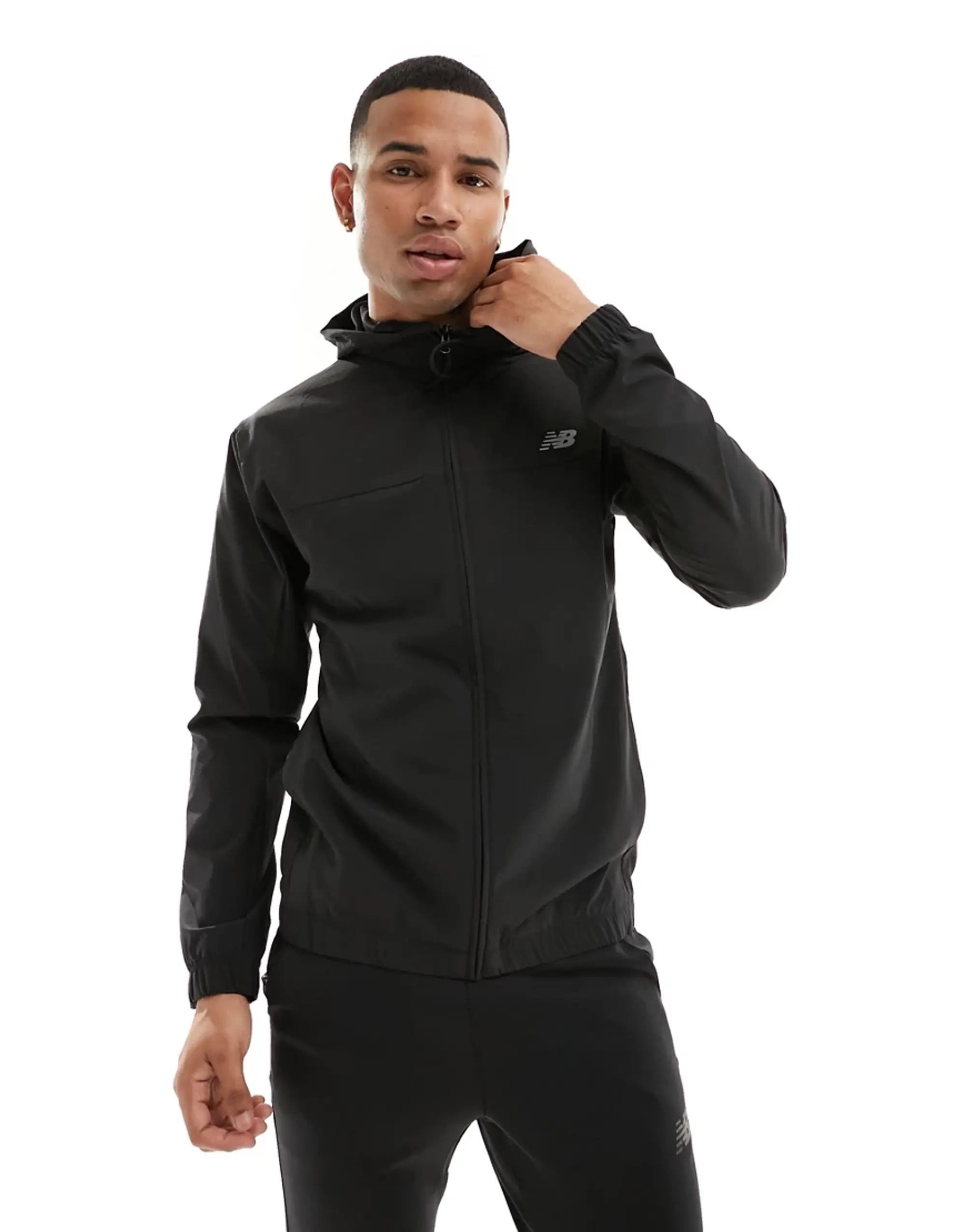 New Balance Performance Full Zip Woven Jacket In Black