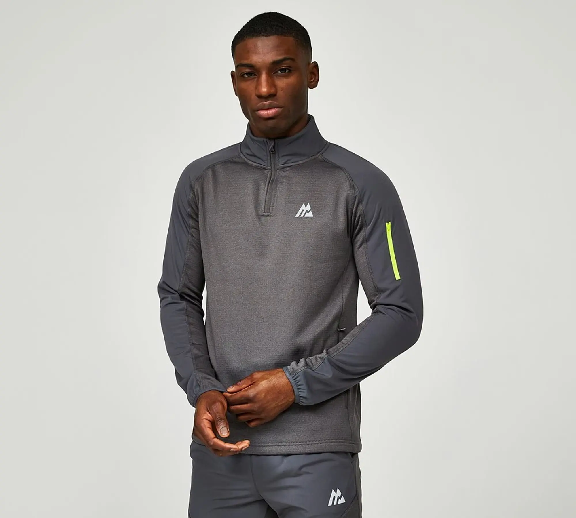 Montirex Summit Quarter Zip T-Shirt - Grey Marl / Jet Grey