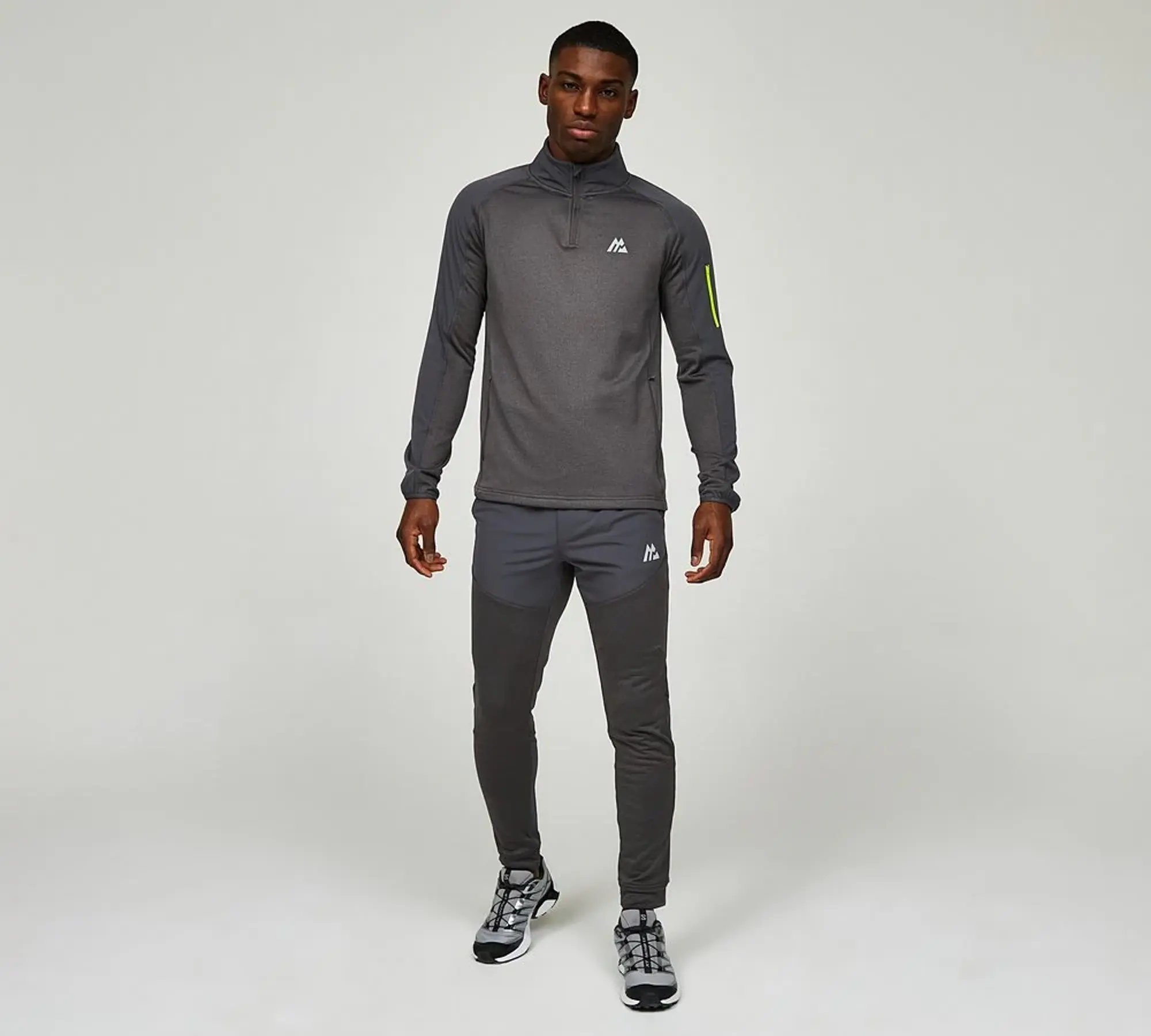 Montirex Summit Quarter Zip T-Shirt - Grey Marl / Jet Grey