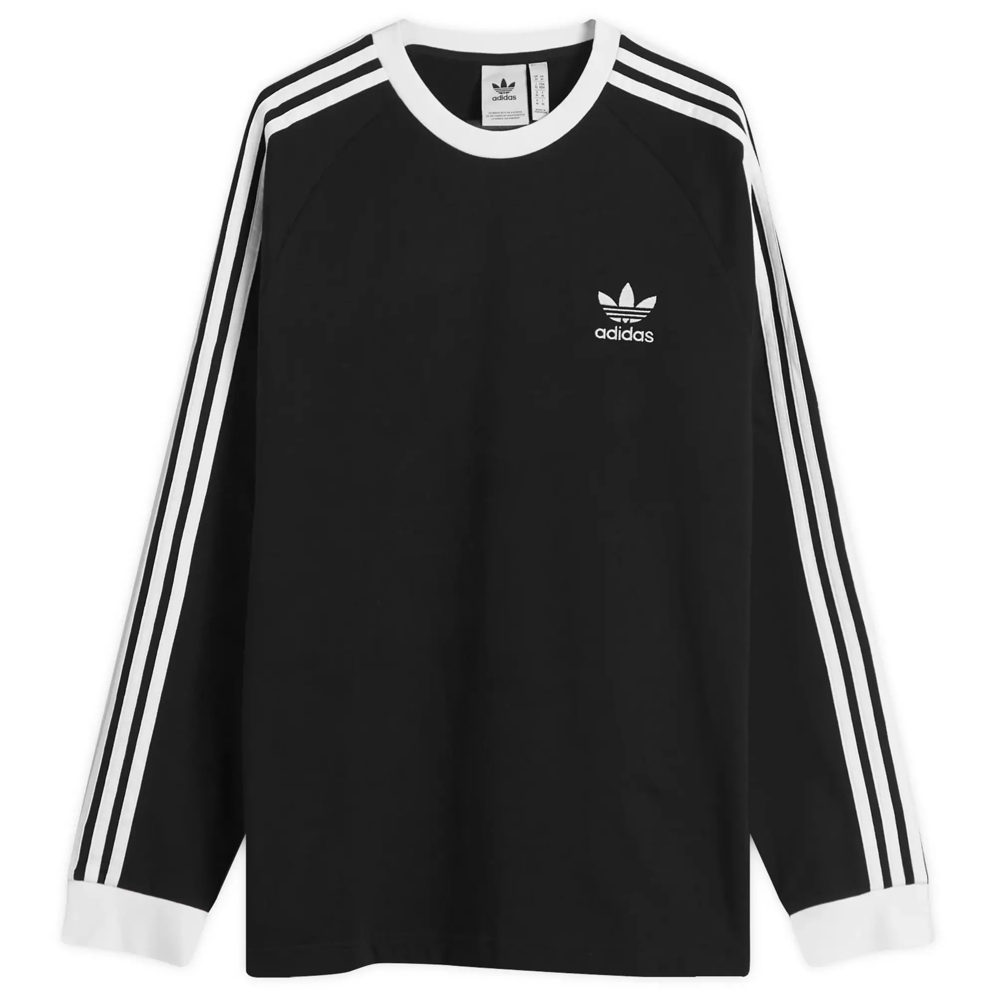 adidas Originals 3 Stripe Long Sleeve T-Shirt - Black / White