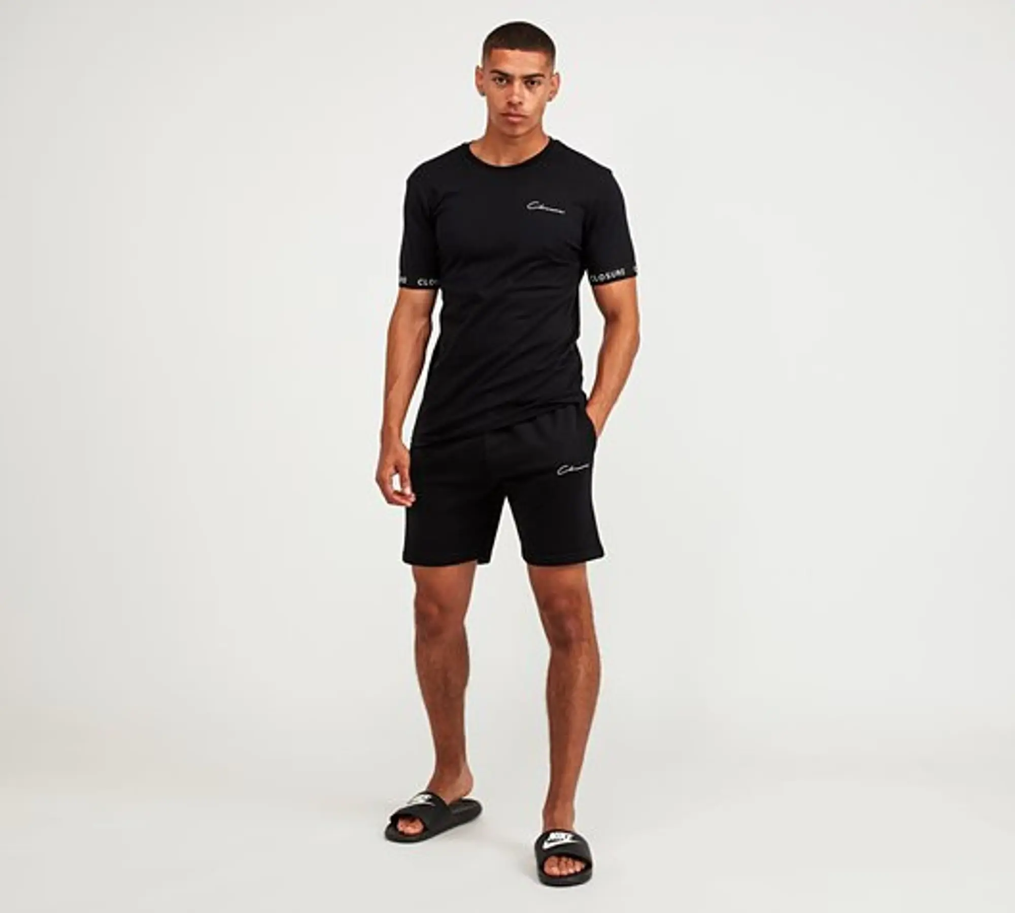 Closure London Branded Cuff T-Shirt and Short Set - Black - Size XS - Black