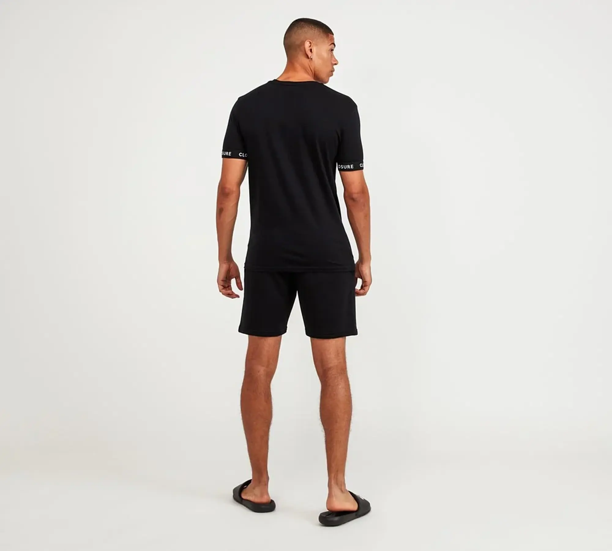 Closure London Branded Cuff T-Shirt and Short Set - Black - Size XS - Black