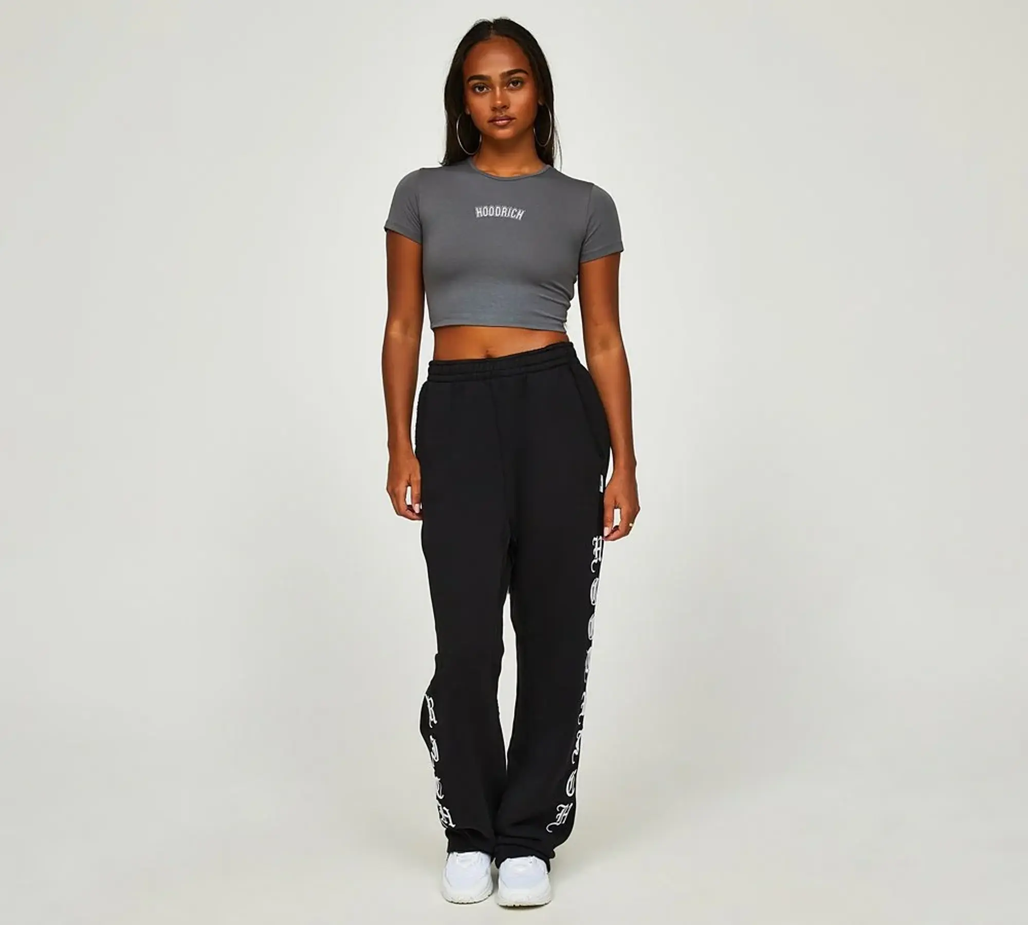 Hoodrich Womens Glide Rhinestone Baby T-Shirt - Grey - Size XS - Grey