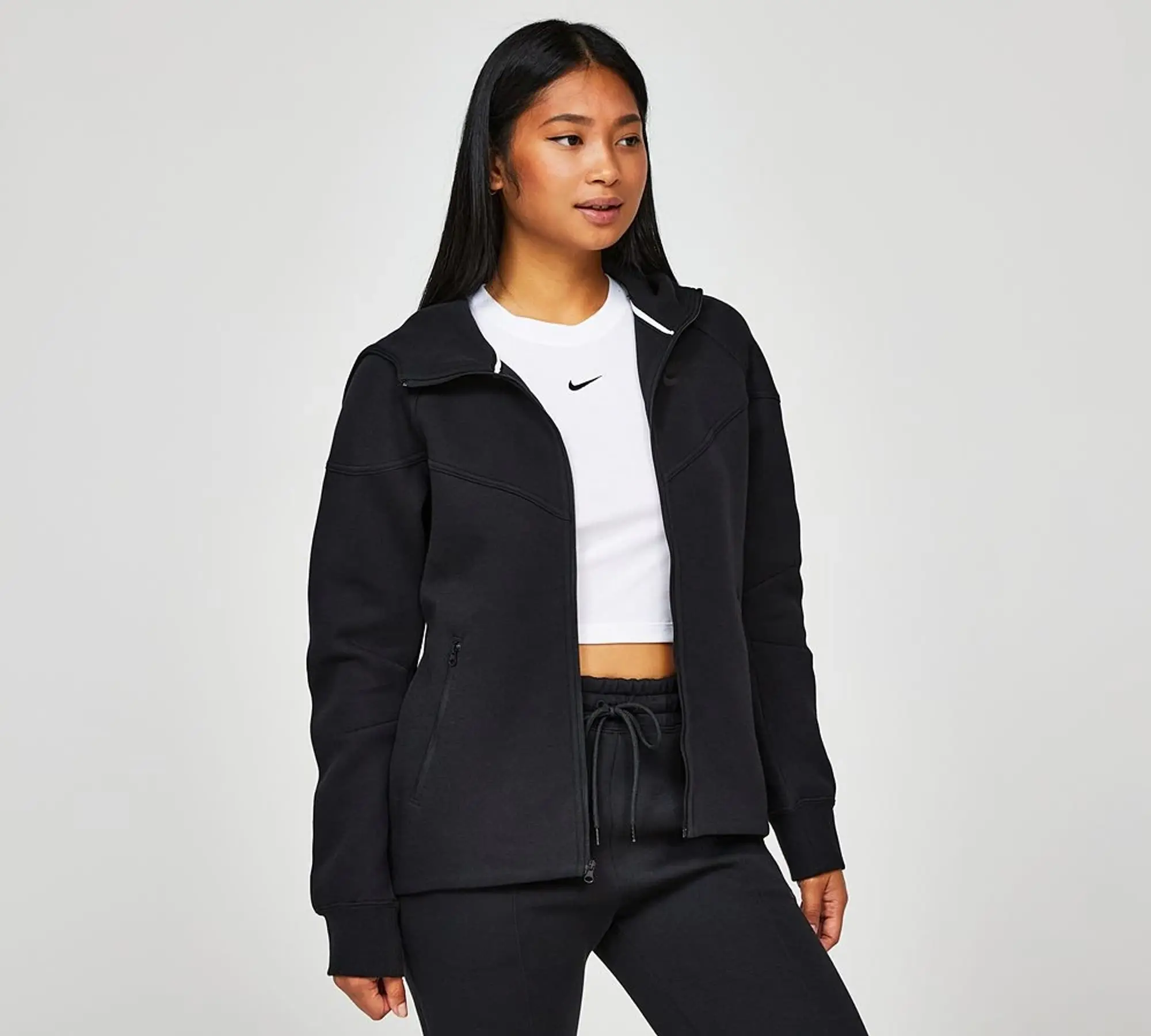 Nike Womens Tech Fleece Windrunner Full Zip Hoodie - Black - Size M - Black