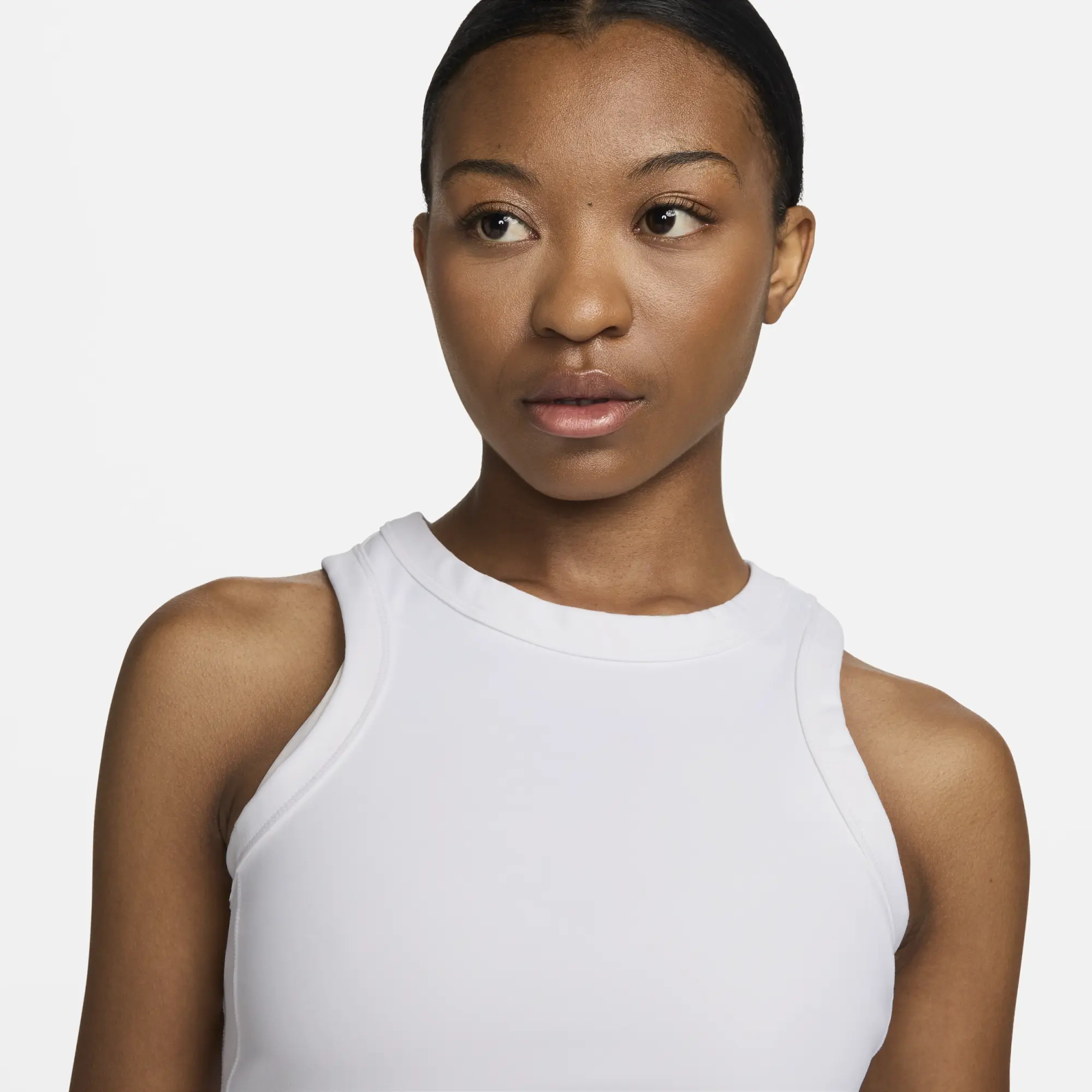 Nike One Fitted Women's Dri-FIT Cropped Tank Top - White - Polyester/Elastane