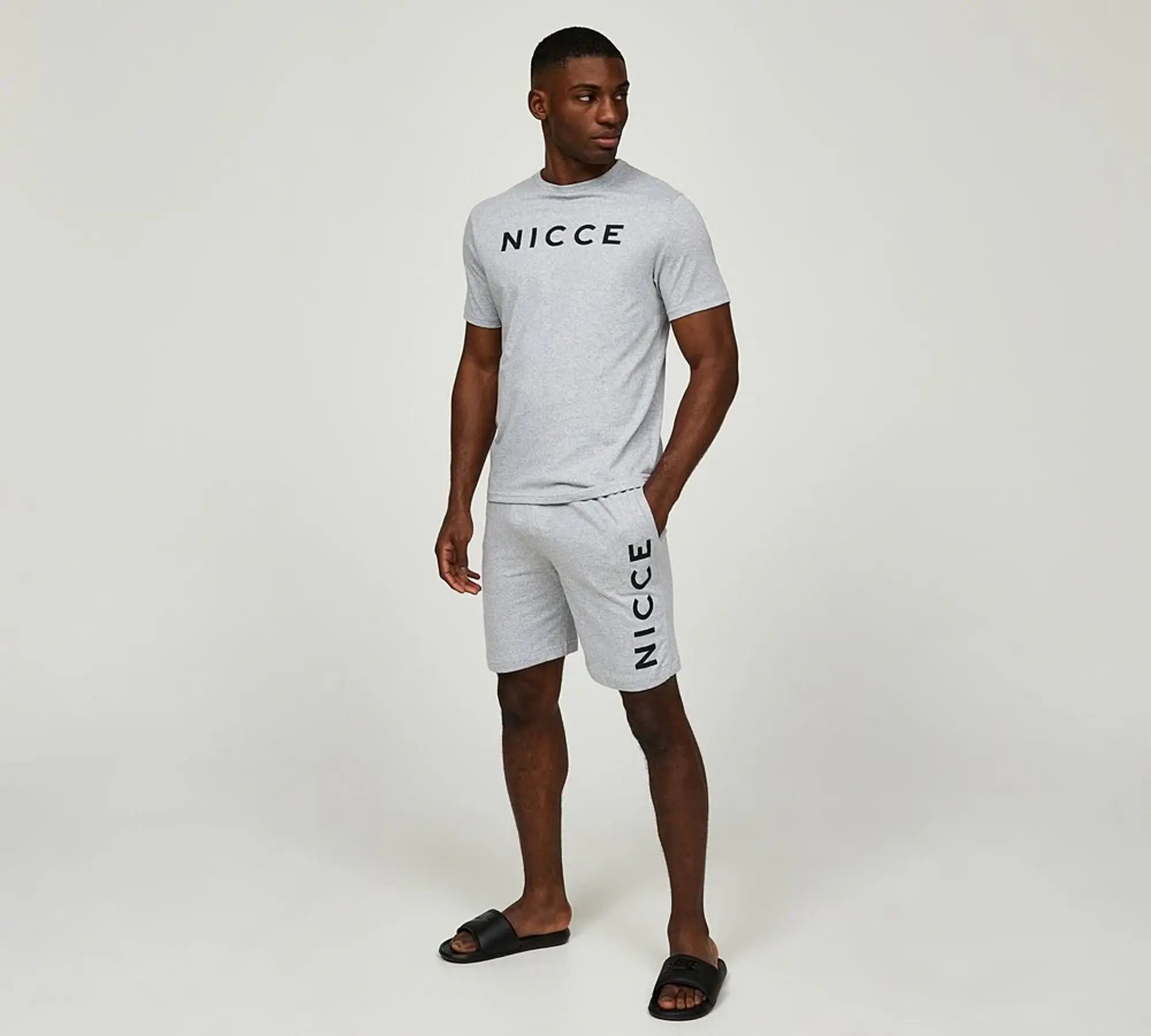 Nicce Rowan T-Shirt and Short Set - Grey - Size M - Grey