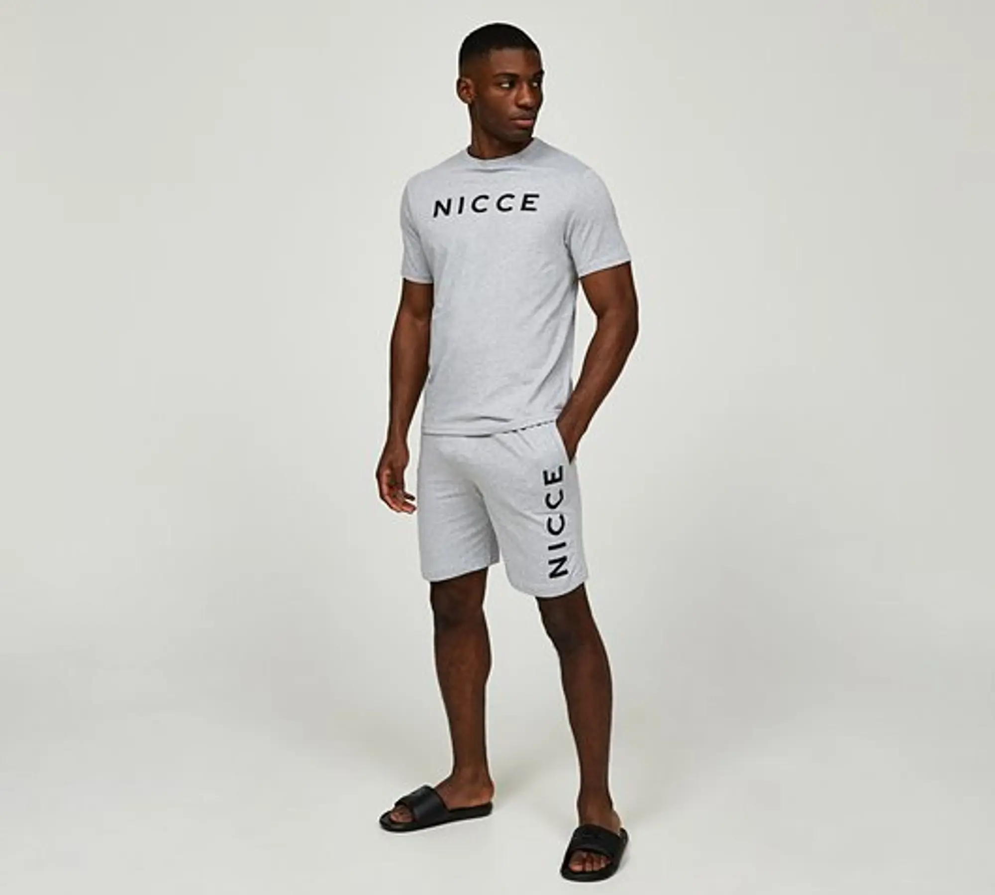 Nicce Rowan T-Shirt and Short Set - Grey - Size M - Grey