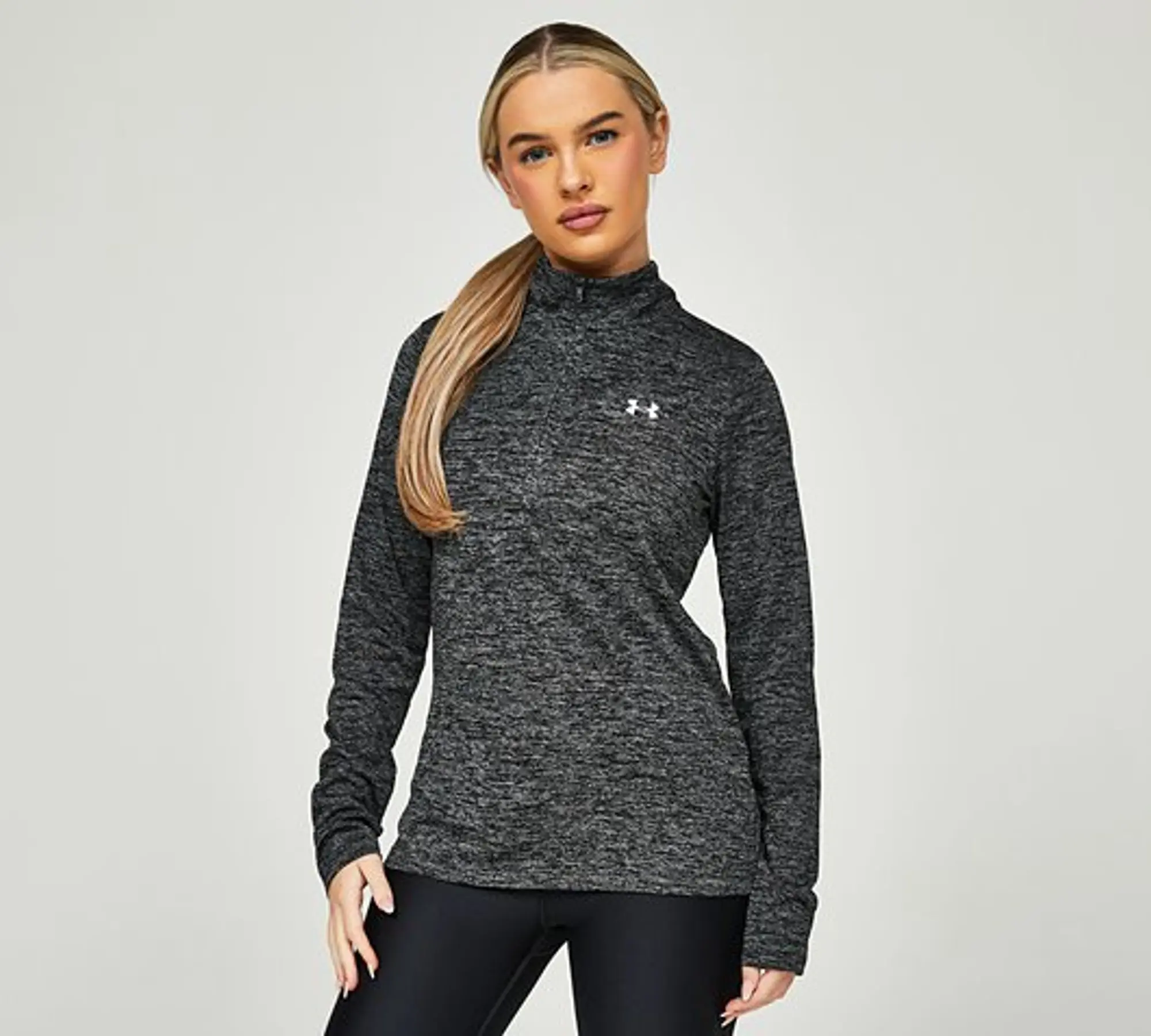 Under Armour Womens Tech Twist Half Zip T-Shirt - Black - Size XL - Black