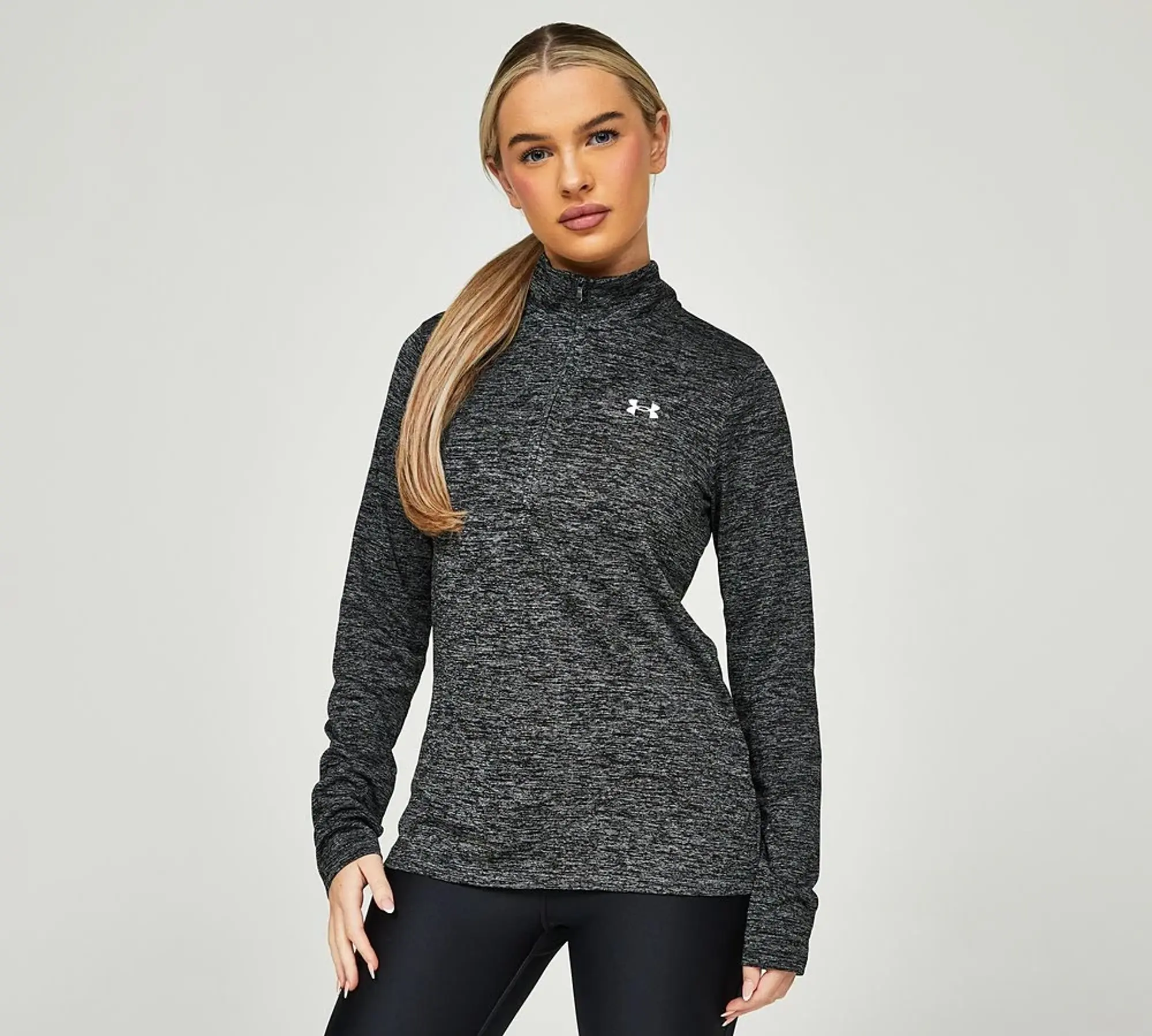 Under Armour Womens Tech Twist Half Zip T-Shirt - Black - Size XL - Black