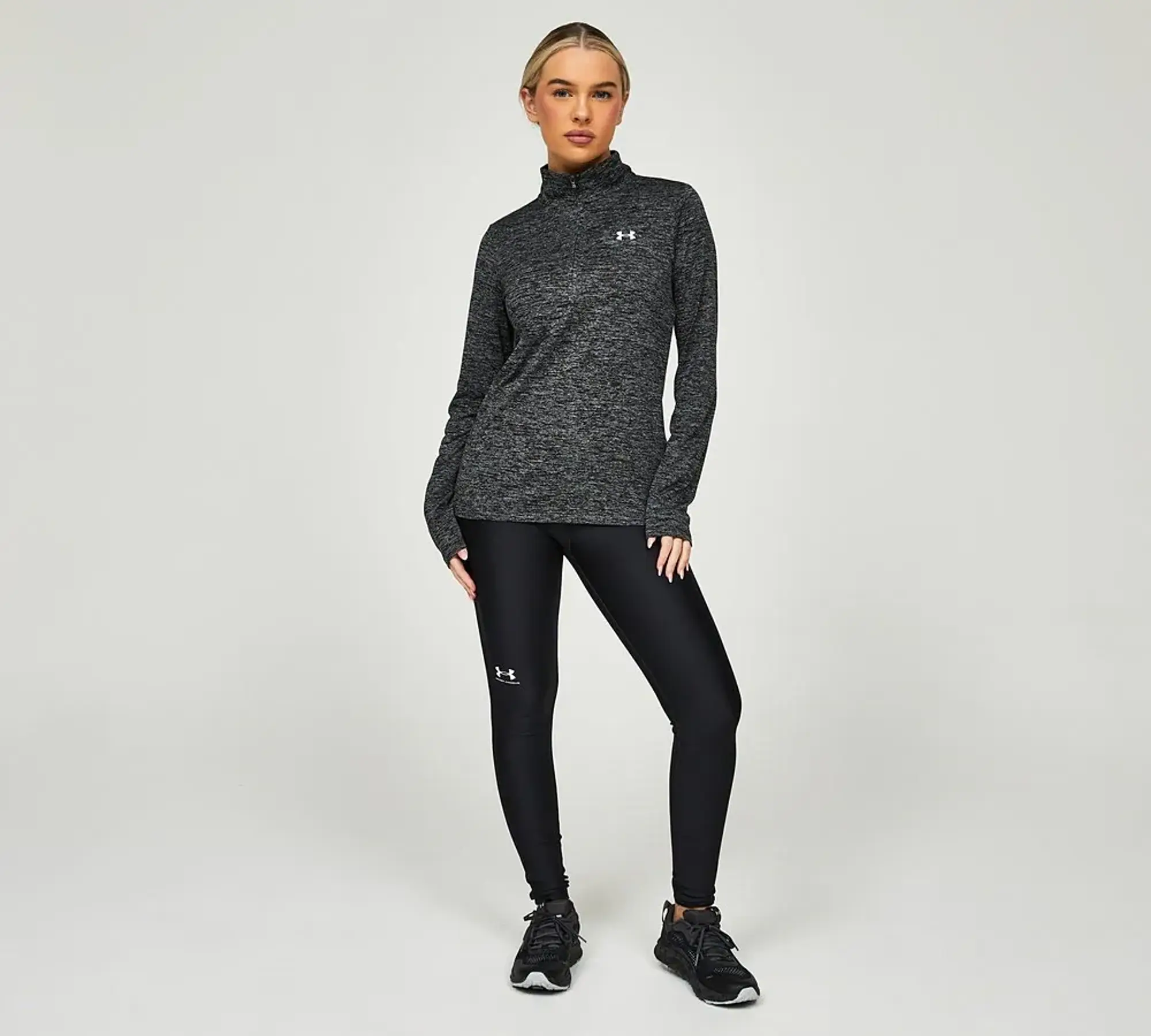Under Armour Womens Tech Twist Half Zip T-Shirt - Black - Size XL - Black