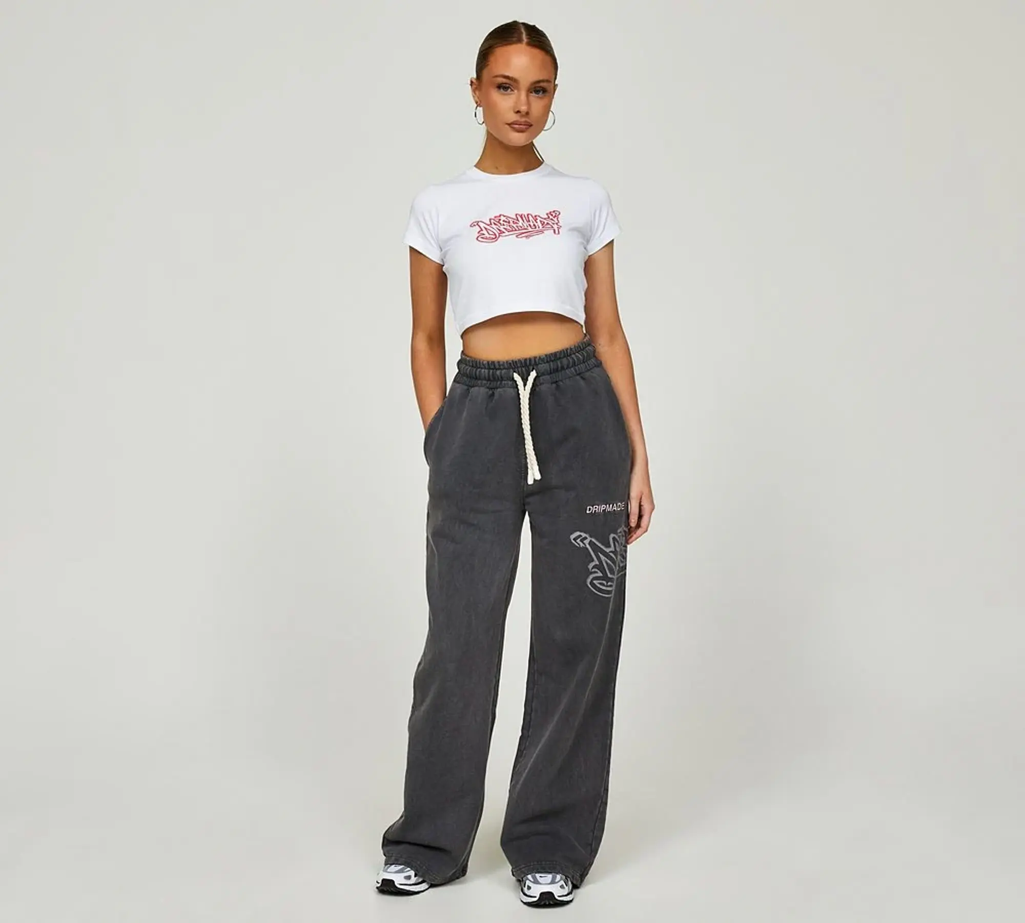 Dripmade Womens Graffiti Spray Baby T-Shirt - White - Size L - White