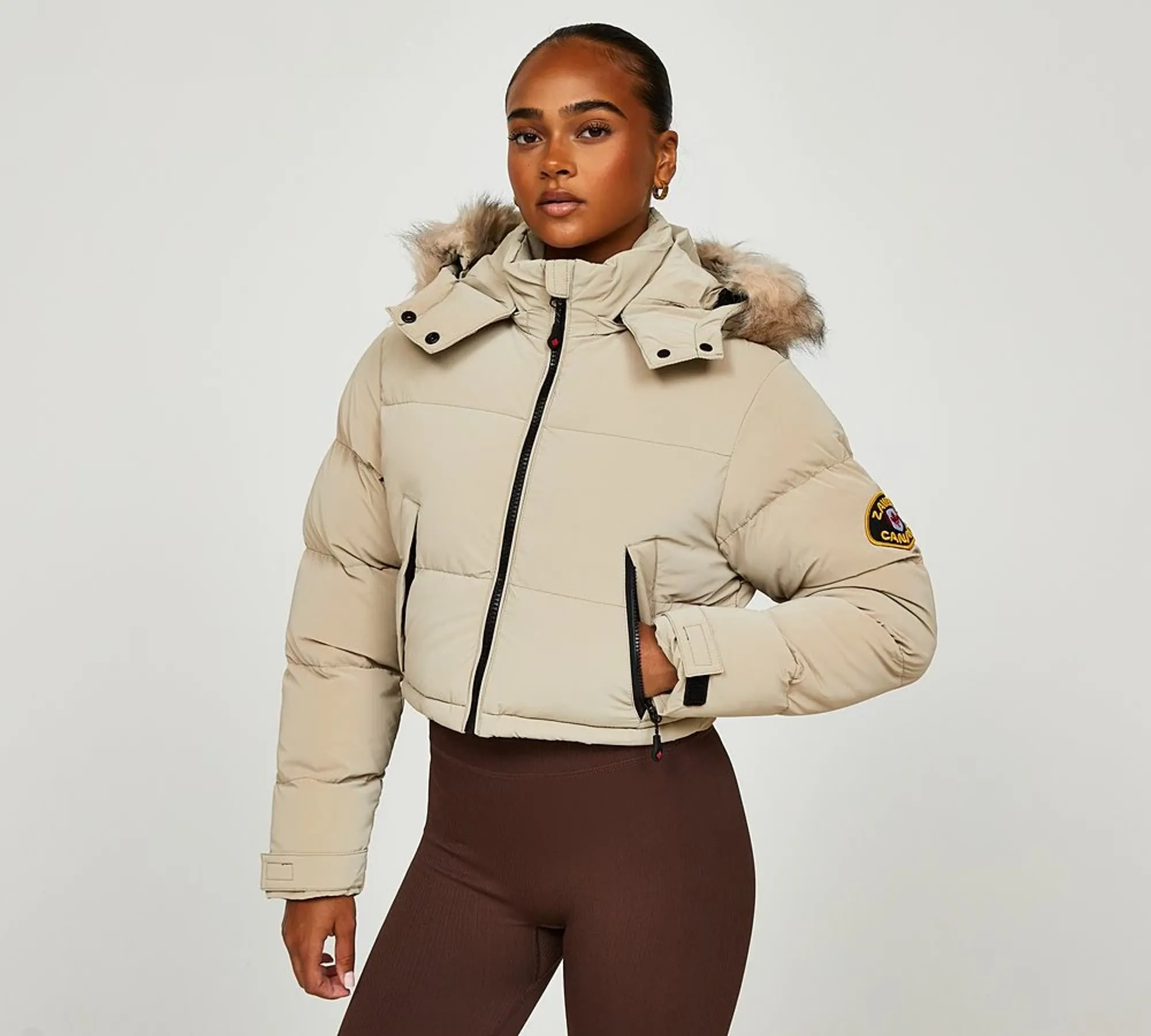 Zavetti Canada Womens Bellucci 2.0 Crop Puffer Jacket - Beige