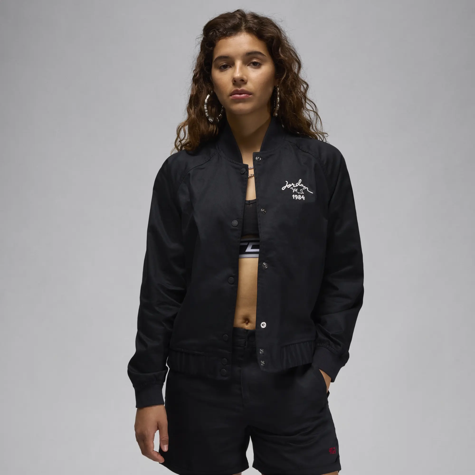 Nike Jordan Women's Varsity Jacket - Black - Cotton