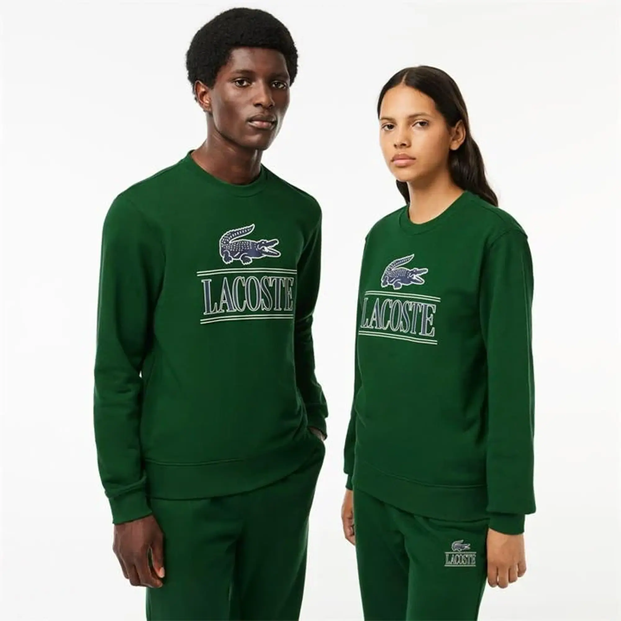 Lacoste Fleece Crew Neck Print Sweatshirt - Pine Green