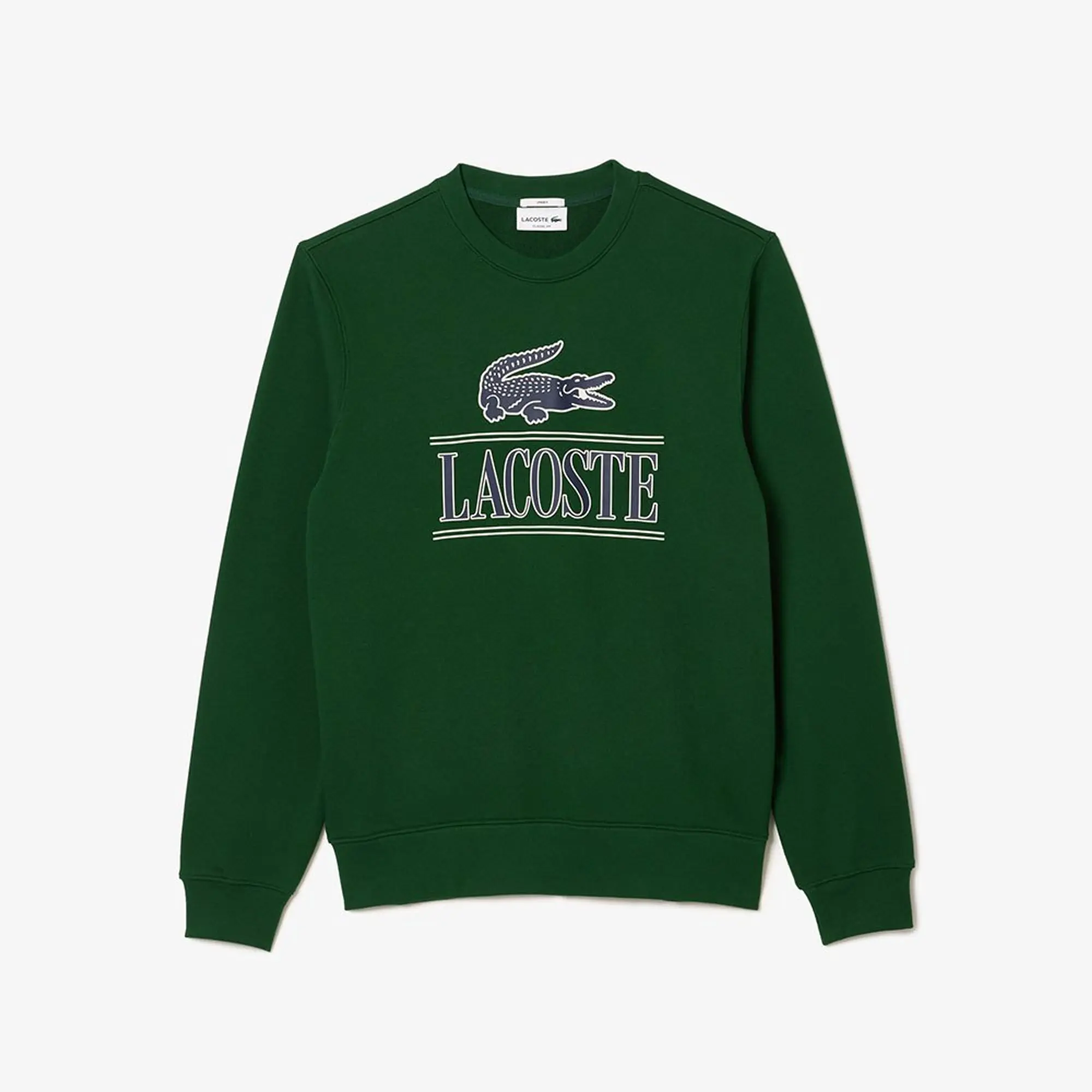 Lacoste Fleece Crew Neck Print Sweatshirt - Pine Green