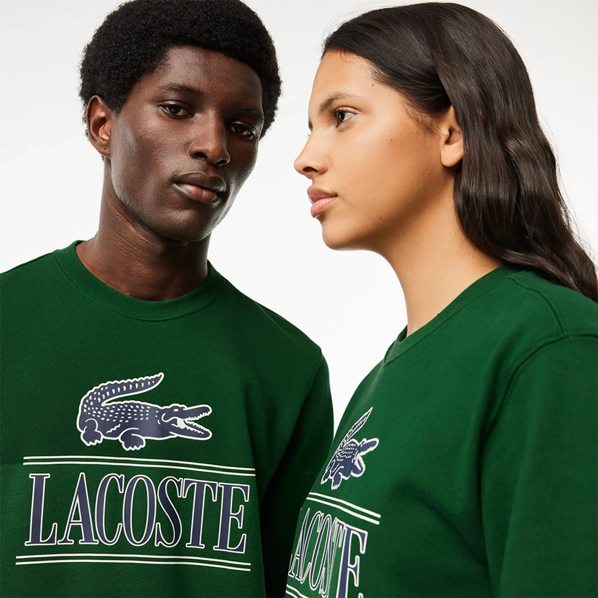 Lacoste Fleece Crew Neck Print Sweatshirt - Pine Green