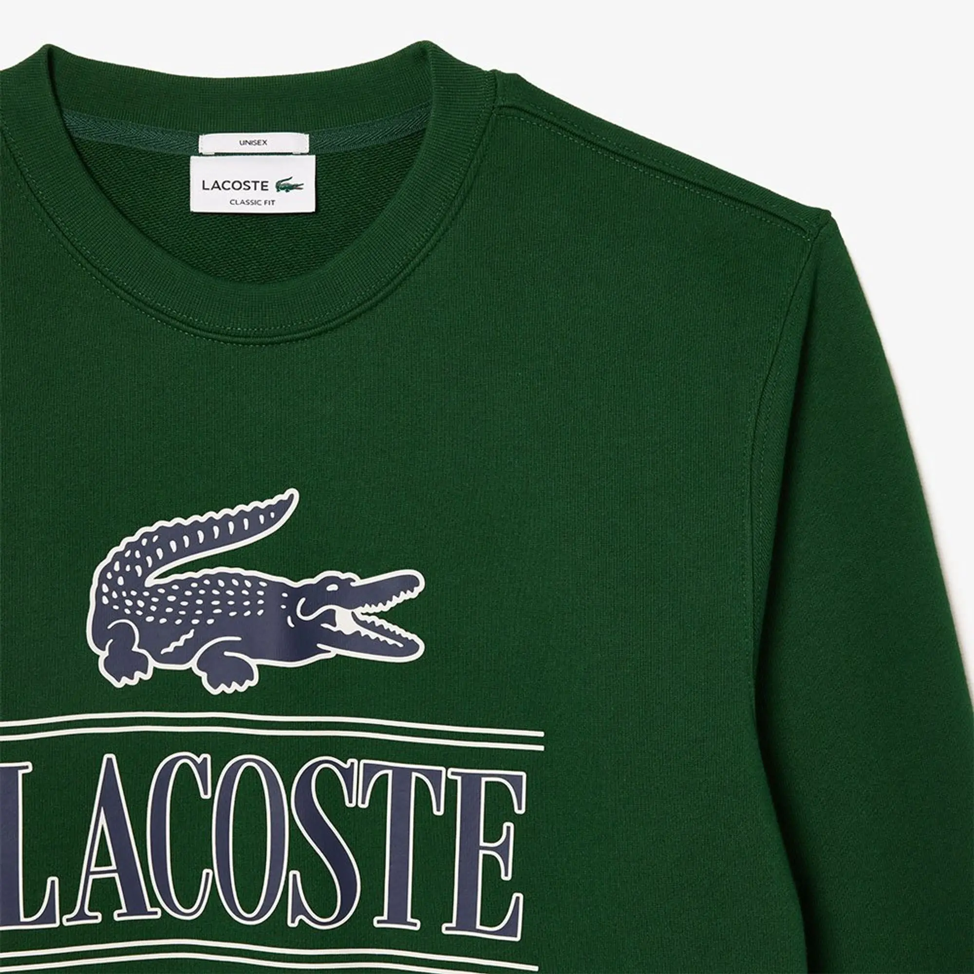 Lacoste Fleece Crew Neck Print Sweatshirt - Pine Green