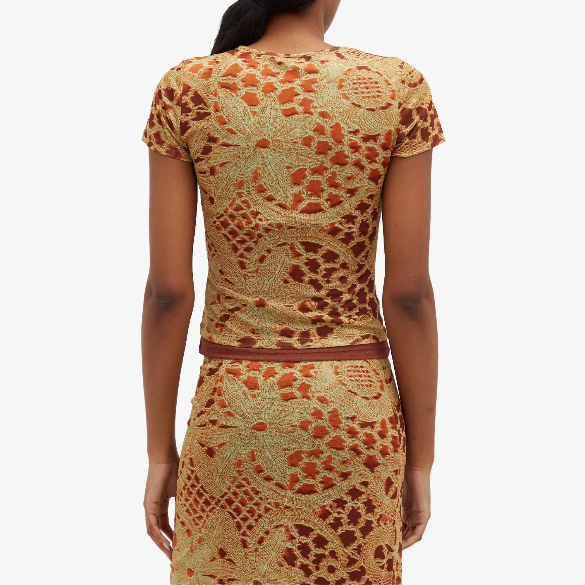 Miaou Women's Mini T-Shirt Orange Lace
