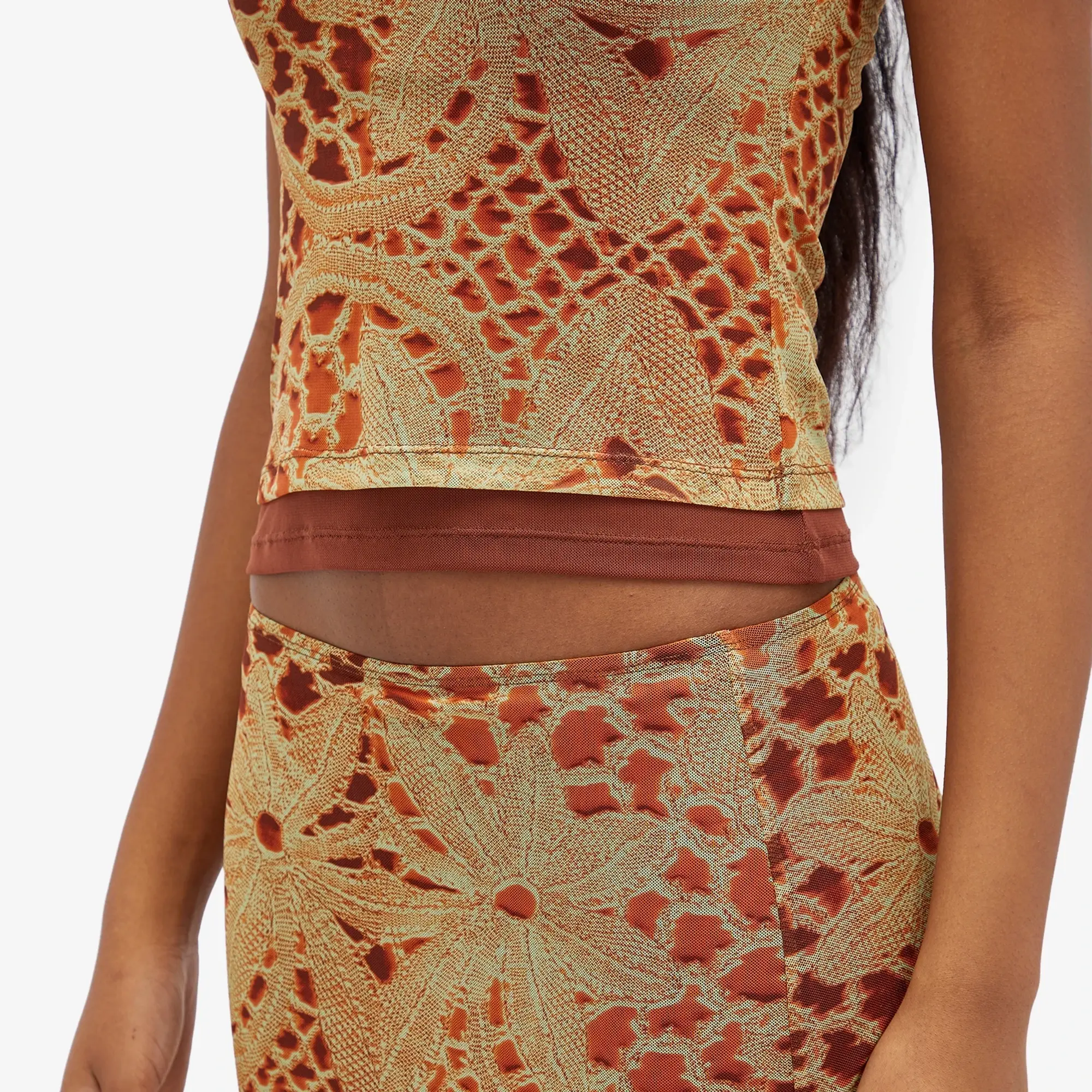 Miaou Women's Mini T-Shirt Orange Lace