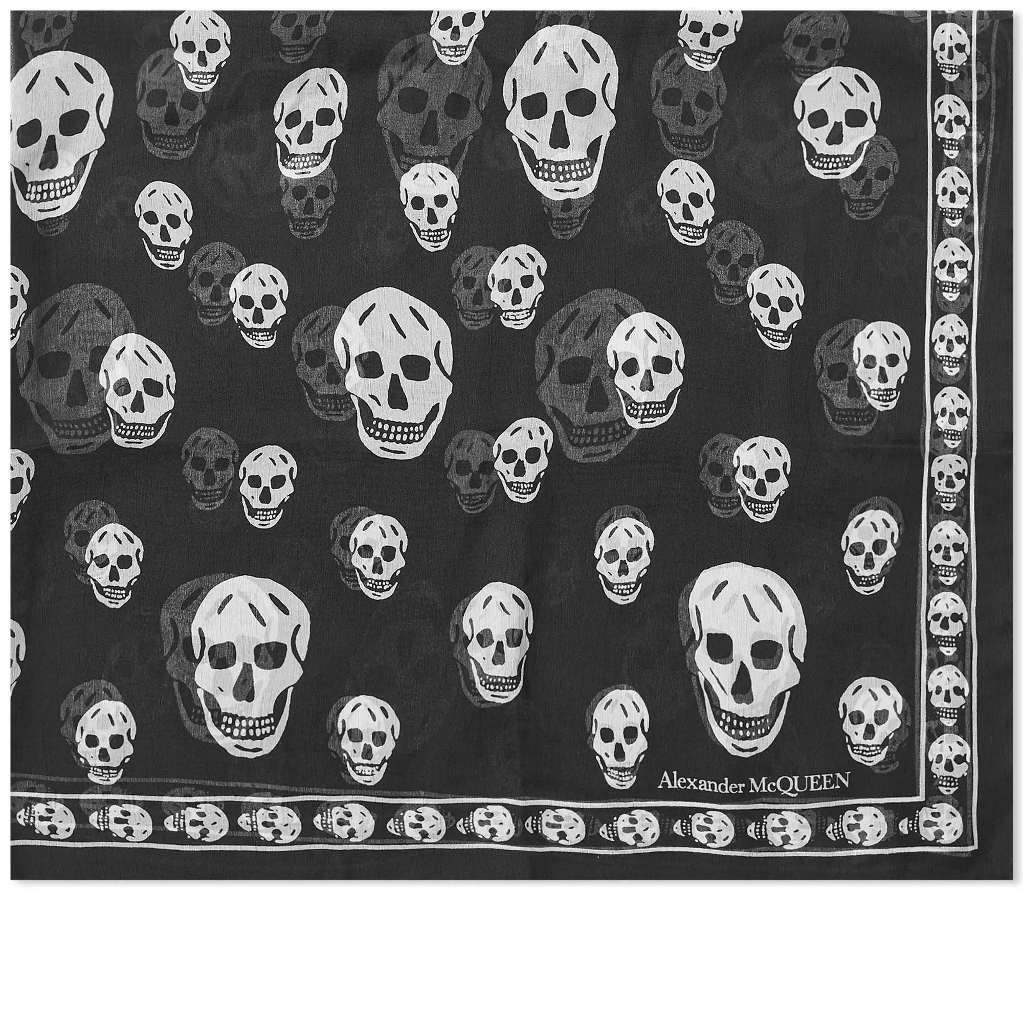 Alexander McQueen Men's Skull Scarf Black/Ivory