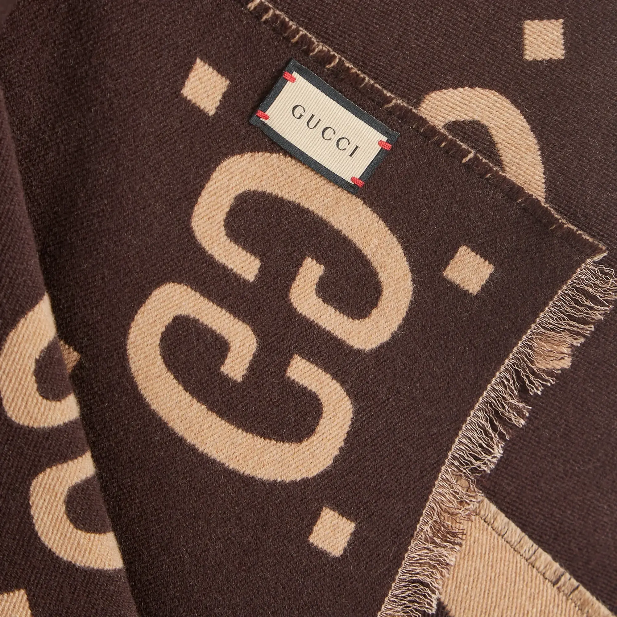 Gucci Men's GG Jaquard Scarf Dark Brown