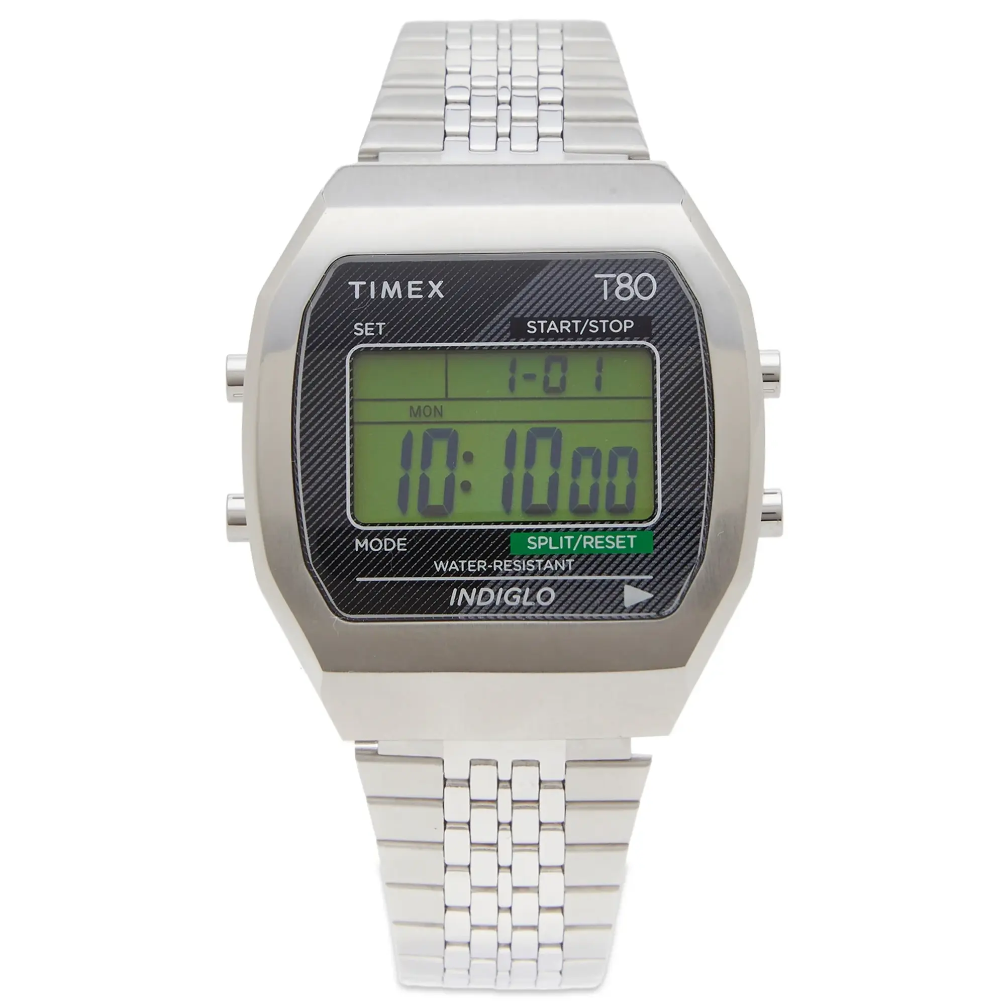 Timex Men's T80 Digital 36mm Watch Silver