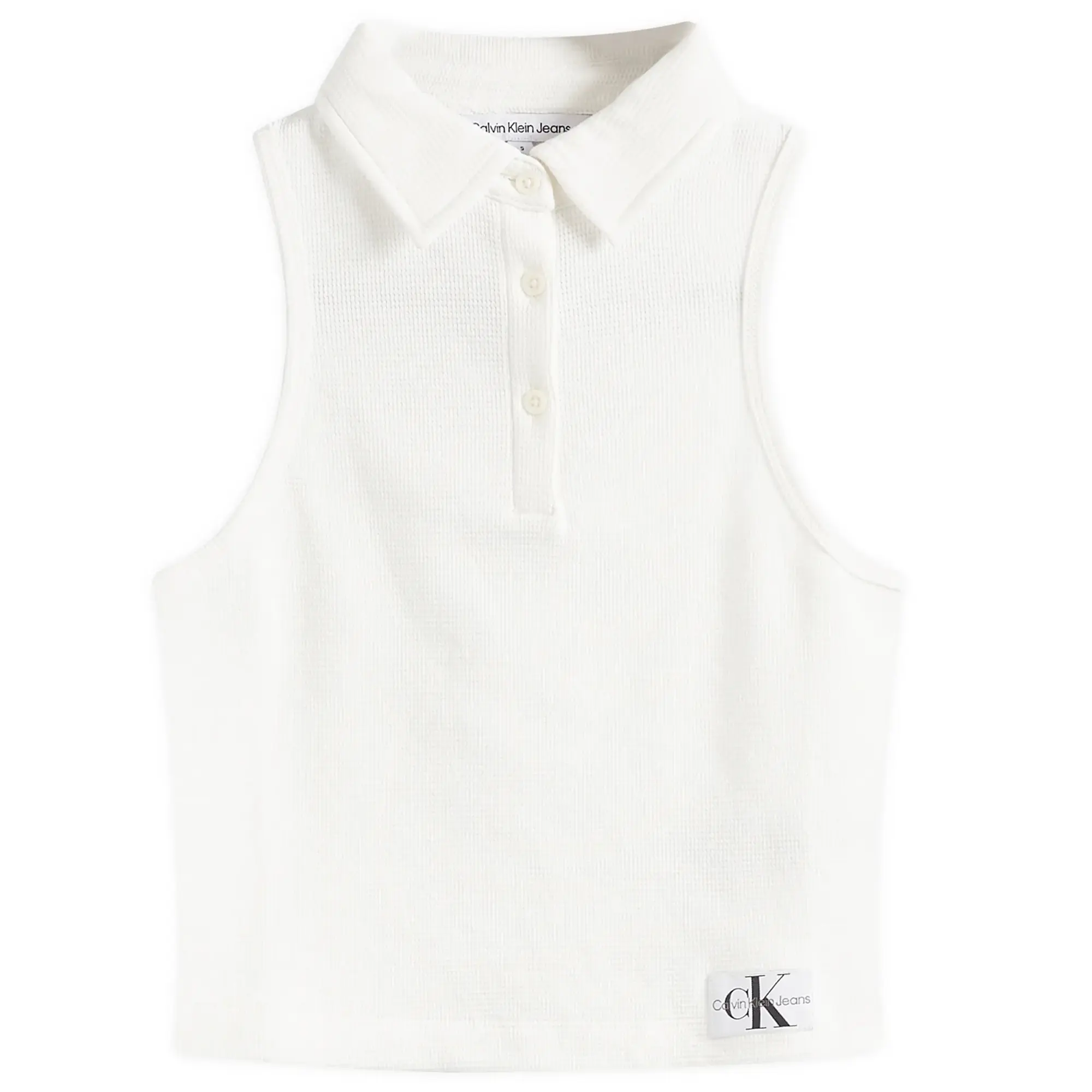 Calvin Klein Women's Waffle Polo Top Greige