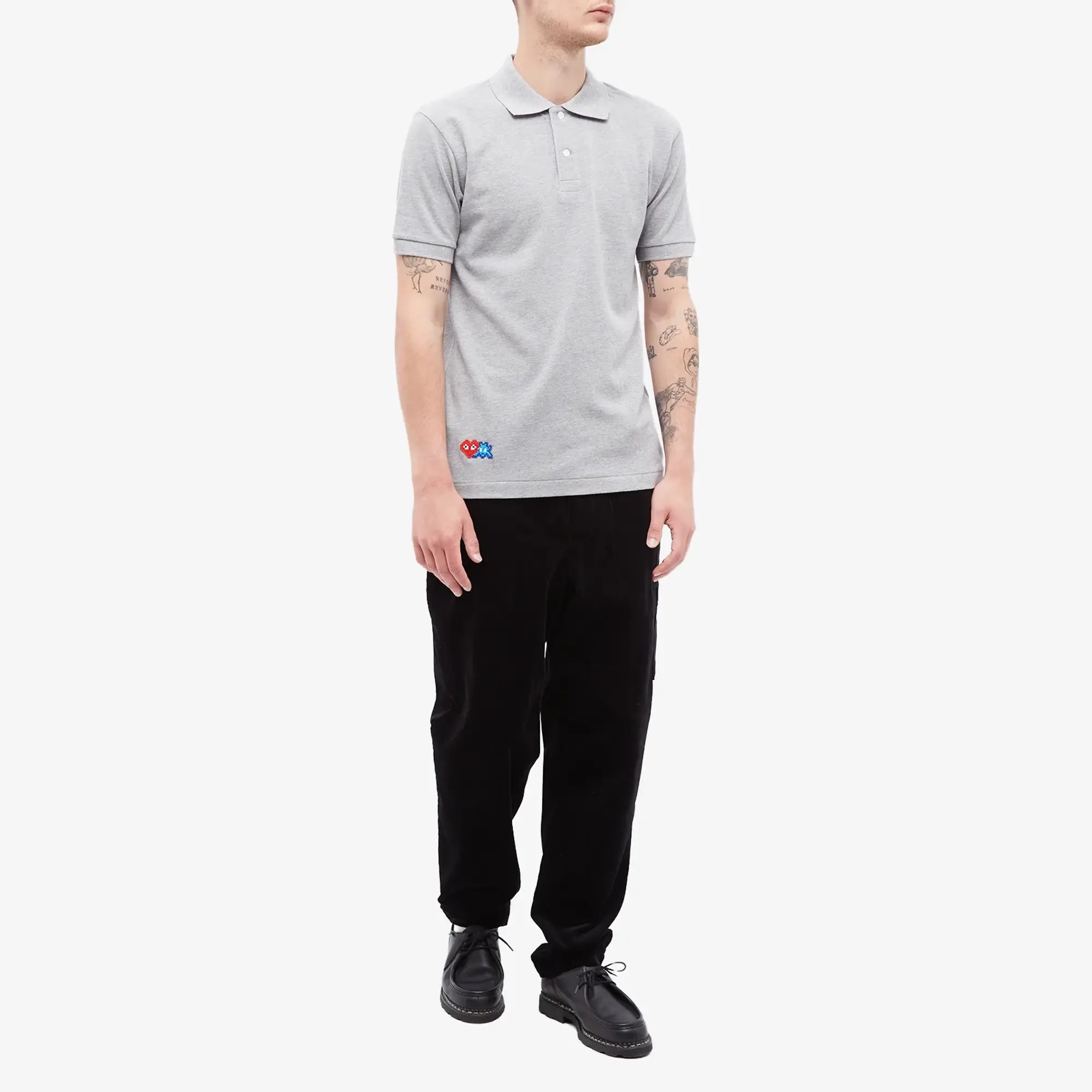 Comme des Garçons Play Men's Invader Polo Shirt Grey