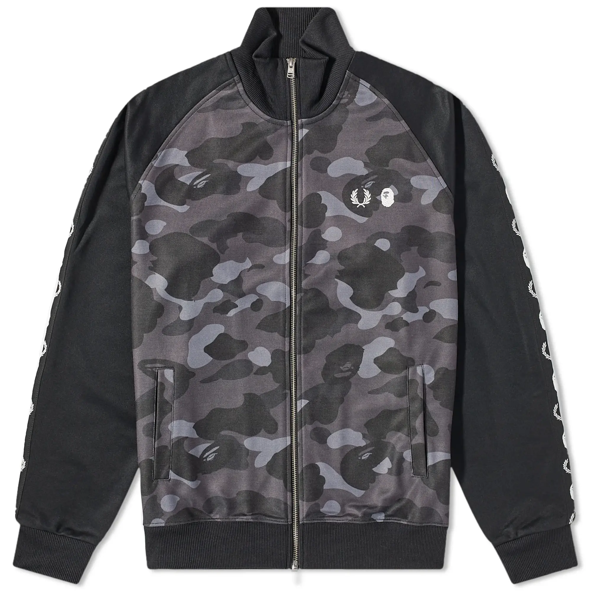 Fred Perry Men's x BAPE Camo Track Jacket Black | SJ5137-102 Fred Perry Men's x BAPE Camo Track Jacket Black | SJ5137-102