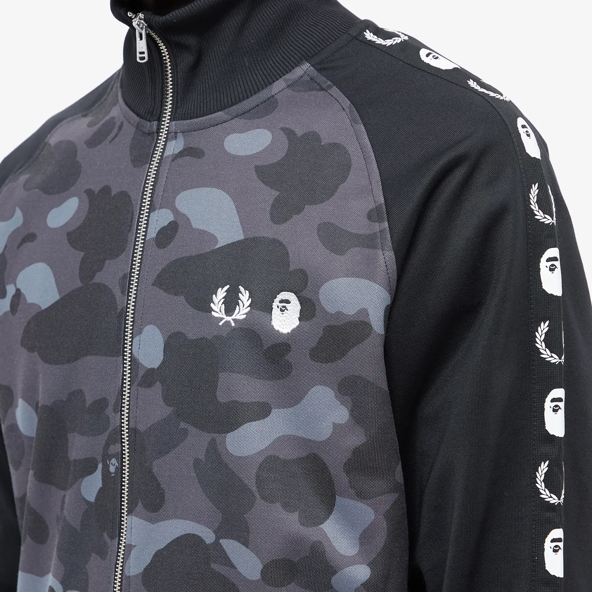 Fred Perry Men's x BAPE Camo Track Jacket Black | SJ5137-102 Fred Perry Men's x BAPE Camo Track Jacket Black | SJ5137-102