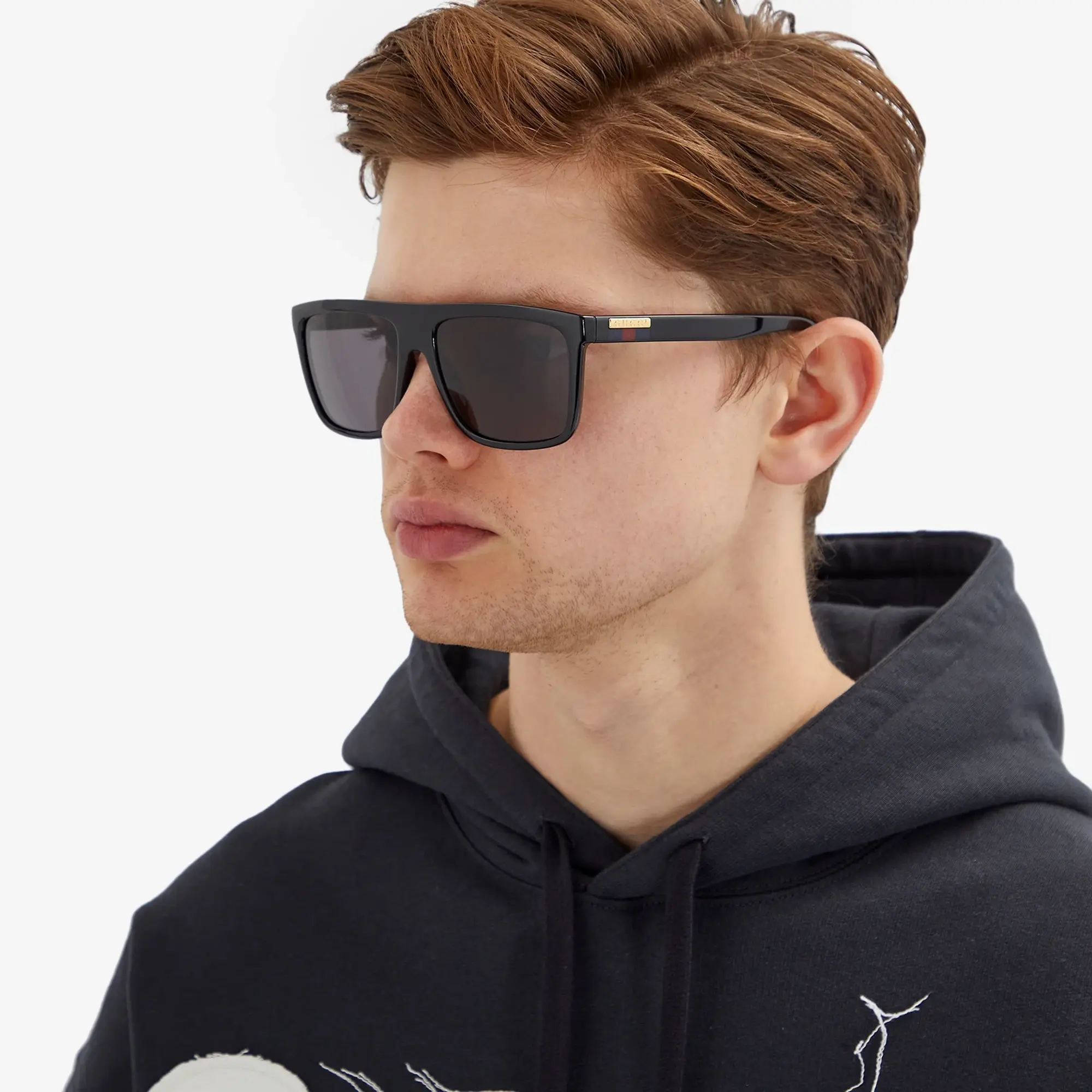 Gucci Men's Lines Injection Sunglasses Black/Grey