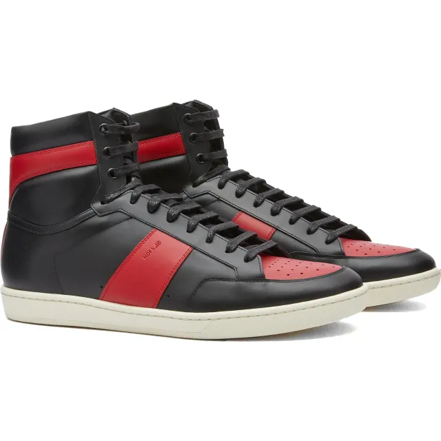 Saint Laurent Men's Sl-10 Hi Top Sneaker Black/Red | 4180260MP30